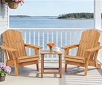 Vista 2 de Silla Adirondack plegable de madera de gran tamaño con respaldo y tabla de asiento premontados, silla de patio de madera para jardín, patio trasero