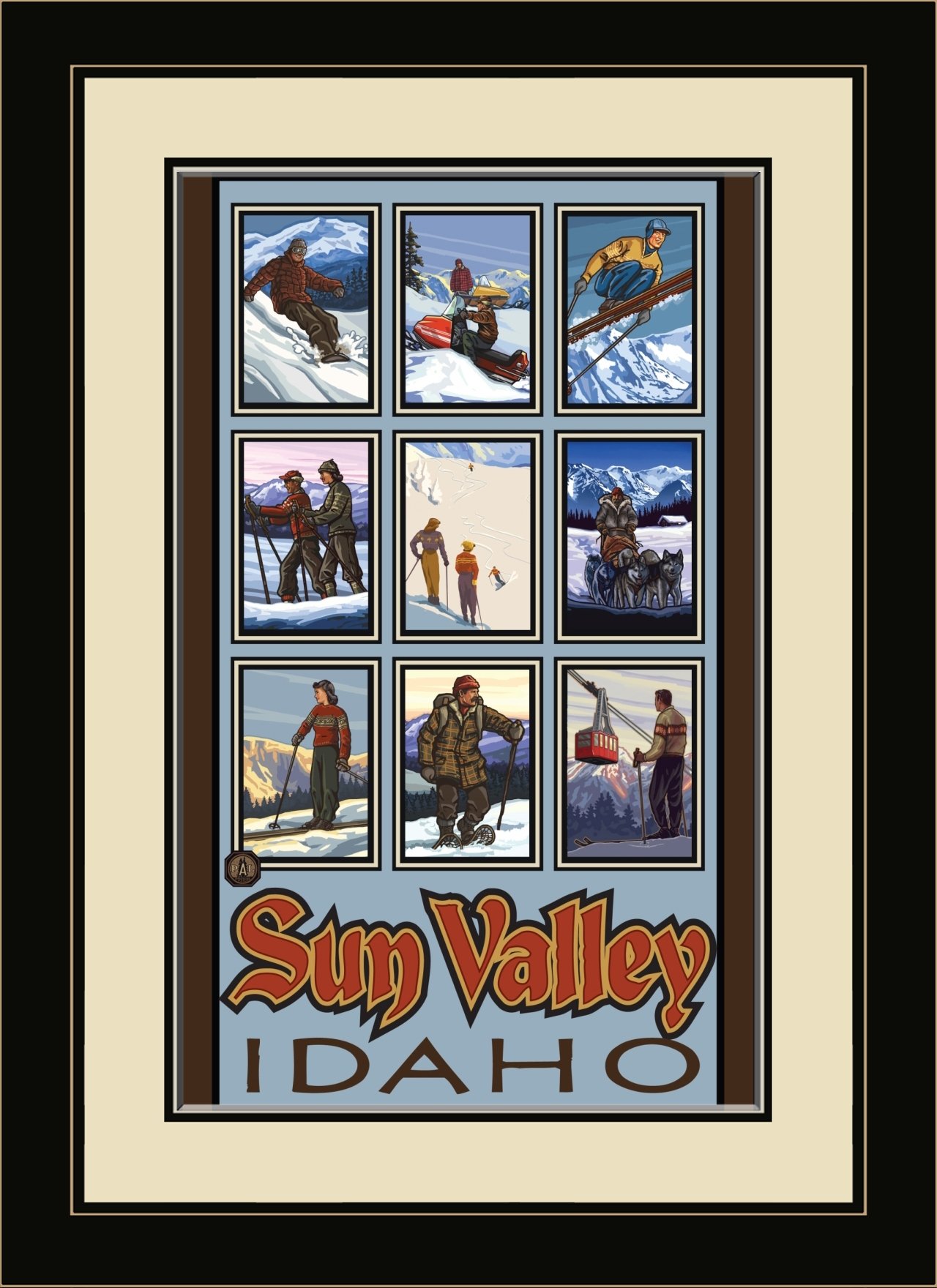 Northwest Art Mall Sun Valley Idaho Winter Sports Collage Framed Wall Art by Paul A. Lanquist, 13 by 16-Inch