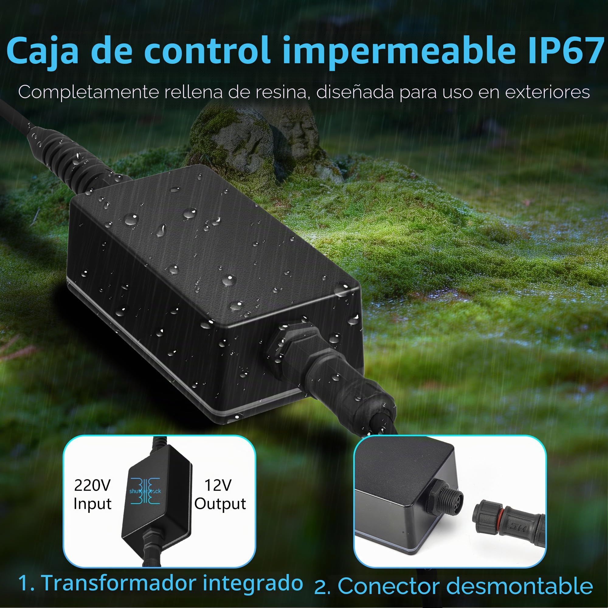 25W Foco LED Piscina con Rosca 2", RGB Lámpara Piscina para Piscinas Elevada Acero, Control APP y Timer, 12V AC Proyector Relleno de Resina Impermeable IP68 Luz Sumergible con Cable 9,5m