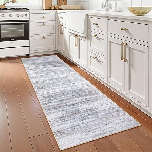 Miniatura 2 de Lahome Alfombra moderna de color degradado para pasillos, alfombra antideslizante de 2 x 6 pies, resistente a las manchas, antideslizante, lavable,