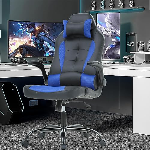 Miniatura 2 de PayLessHere Silla de escritorio para videojuegos, silla de oficina ergonómica con soporte lumbar, reposabrazos acolchados, reposacabezas ajustables,