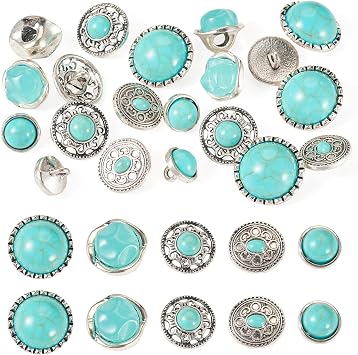 Tibetan Alloy Decorative Rivets Studs Coppery Vintage Leather Buttons Round Faux Turquoise Conchos for Leather Clothes Bag Shoes Turquoise