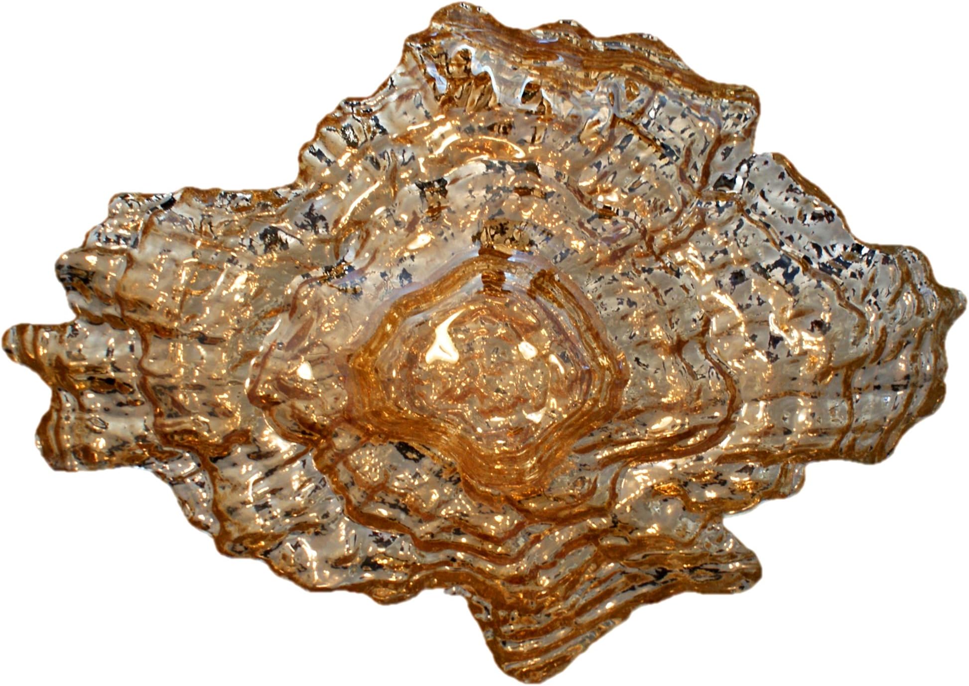 Arda Oyster 18-Inch By 13-1/2-Inch Large Dish, Silver Amber