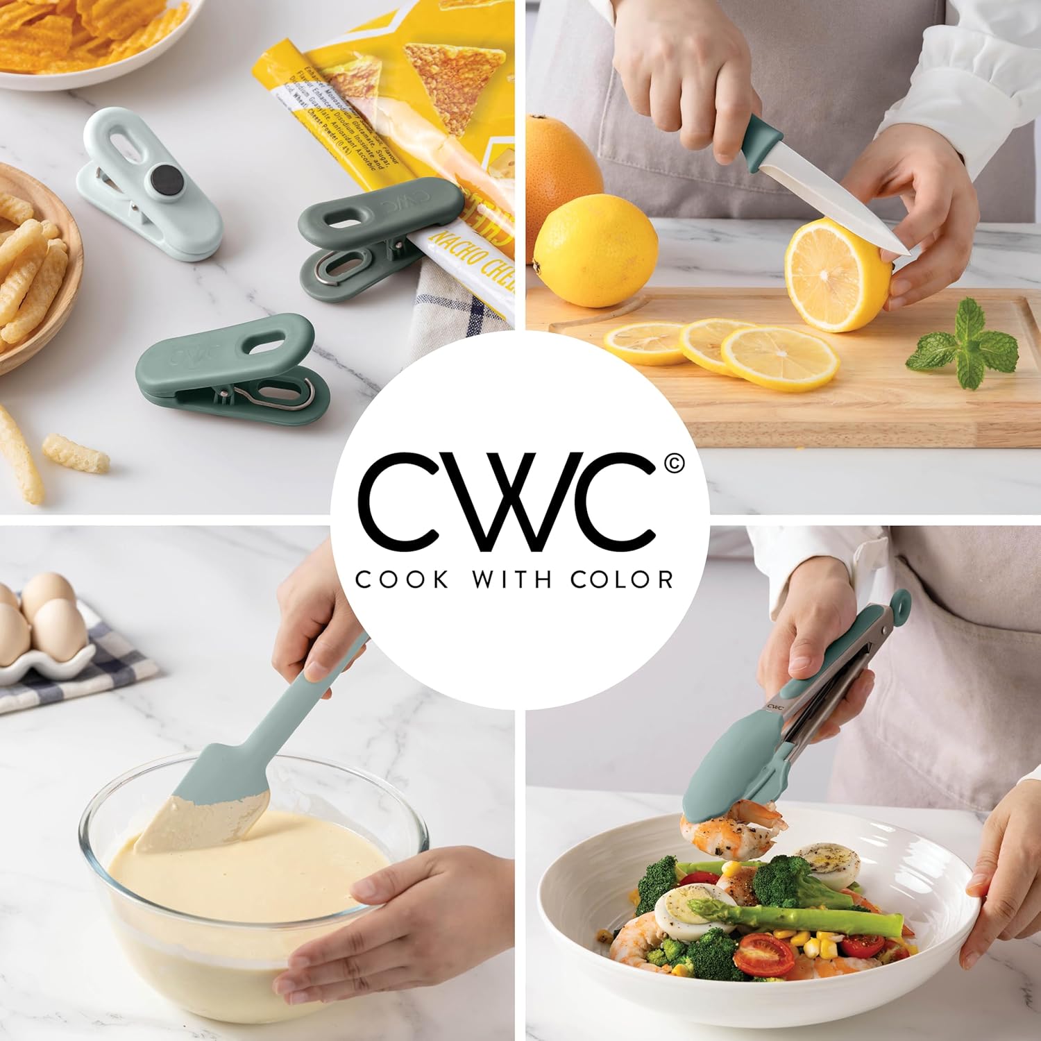 COOK WITH COLOR Bamboo Kitchen Utensil Set with Drawer Organizer | Cooking Tools and Storage Caddy, Sage, 18 Piece Gadget Set Sage 18 Piece Gadget Set image 3 of 7 B0D58P8K1B