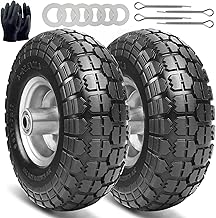 Sack Truck Wheels: 2 Pack Solid Rubber Tyre 4.10 3.50-4, Replacement Wheels for Transport Trolley 260x85mm, (20mm Wheel Axle)