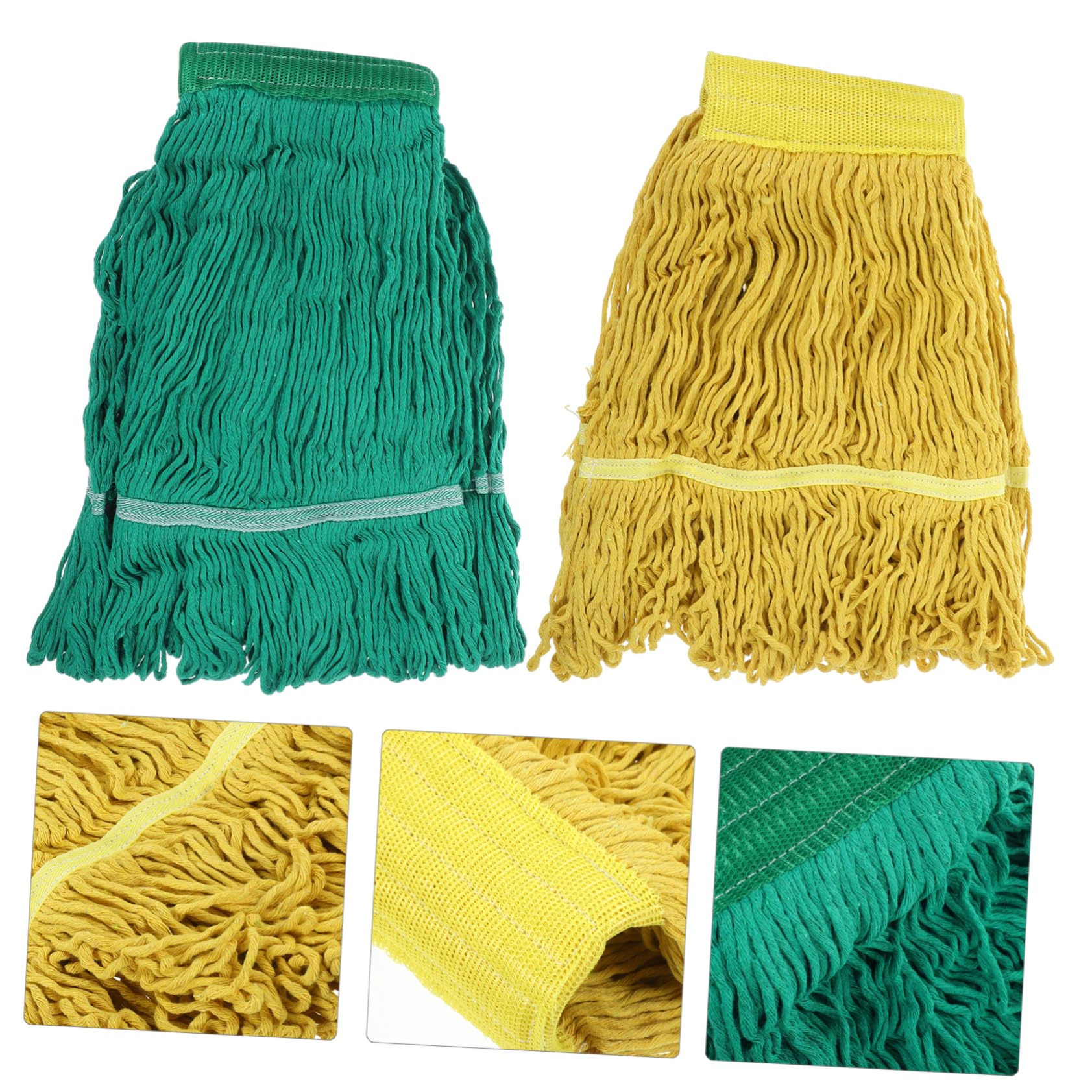 UKCOCO Recambio De Fregona Absorbente 2 Unidades De Hilo De Algodón Lavable Para Limpieza Mopa Suelos Duros y Cerámica, Almohadillas Reutilizables Hogar, Repuesto Práctico Amarillo y Verde