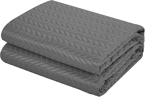 Miniatura 2 de Chic Home Weaverland - Juego de funda de 3 piezas geométrica acolchada con cheurón, fundas de almohada decorativas incluidas, Queen, gris carbón