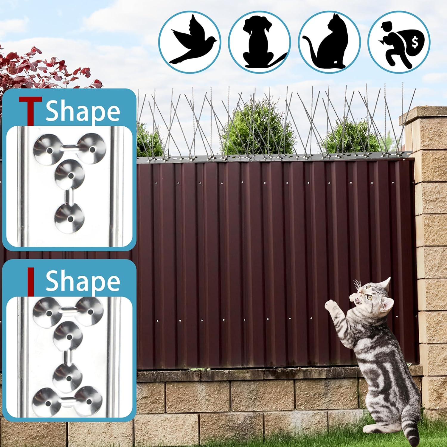 Bird Spikes 31FT, 304 Stainless Steel Bird Deterrents Spikes for Outside to Keep Birds Away Birds Scare Devices Outdoor 38Pcs