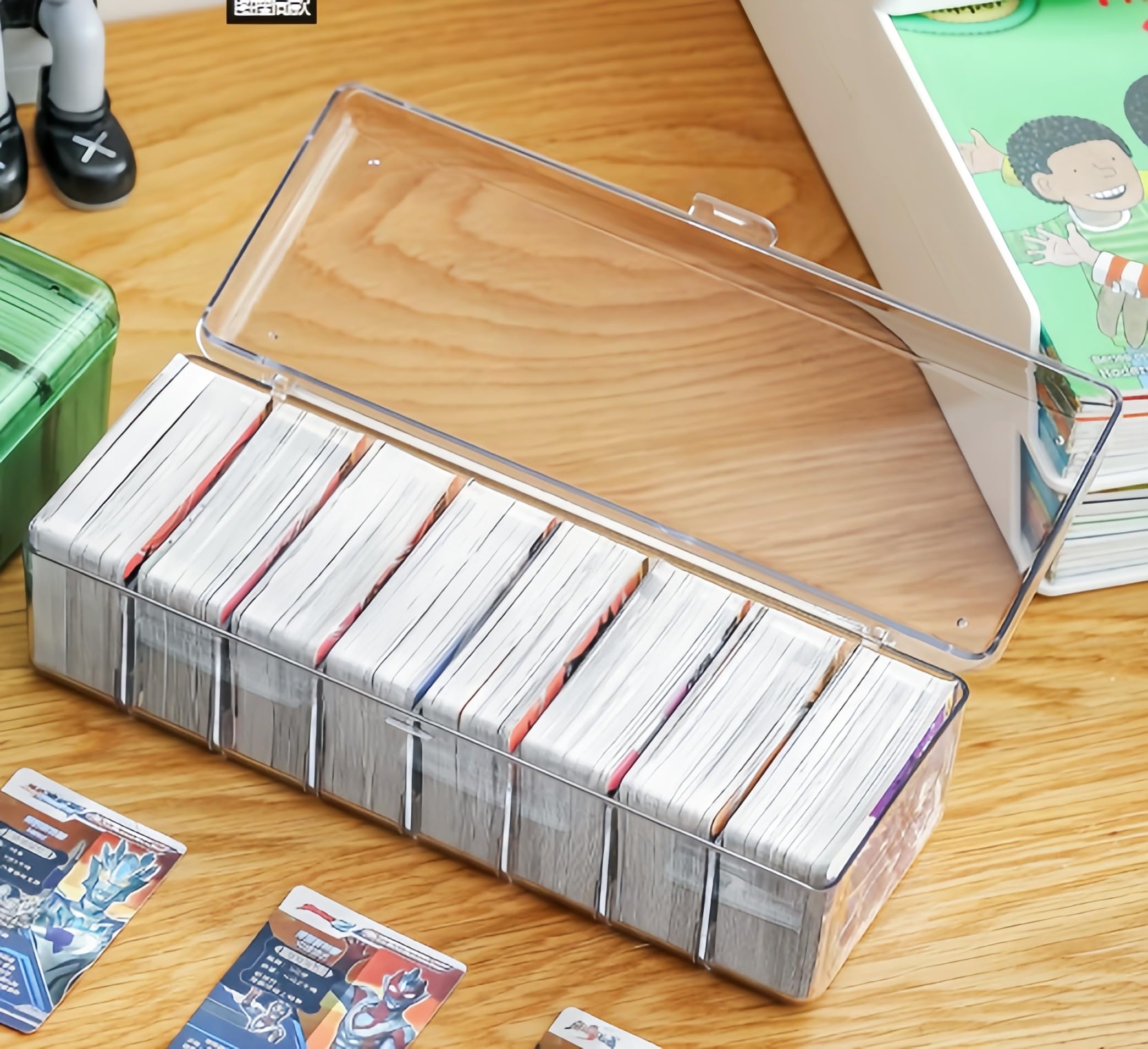 Dmnnlp Plastic Dividers Card Storage Box, Clear Playing Card Case, Trading Card Storage Box with Lid - Image 4