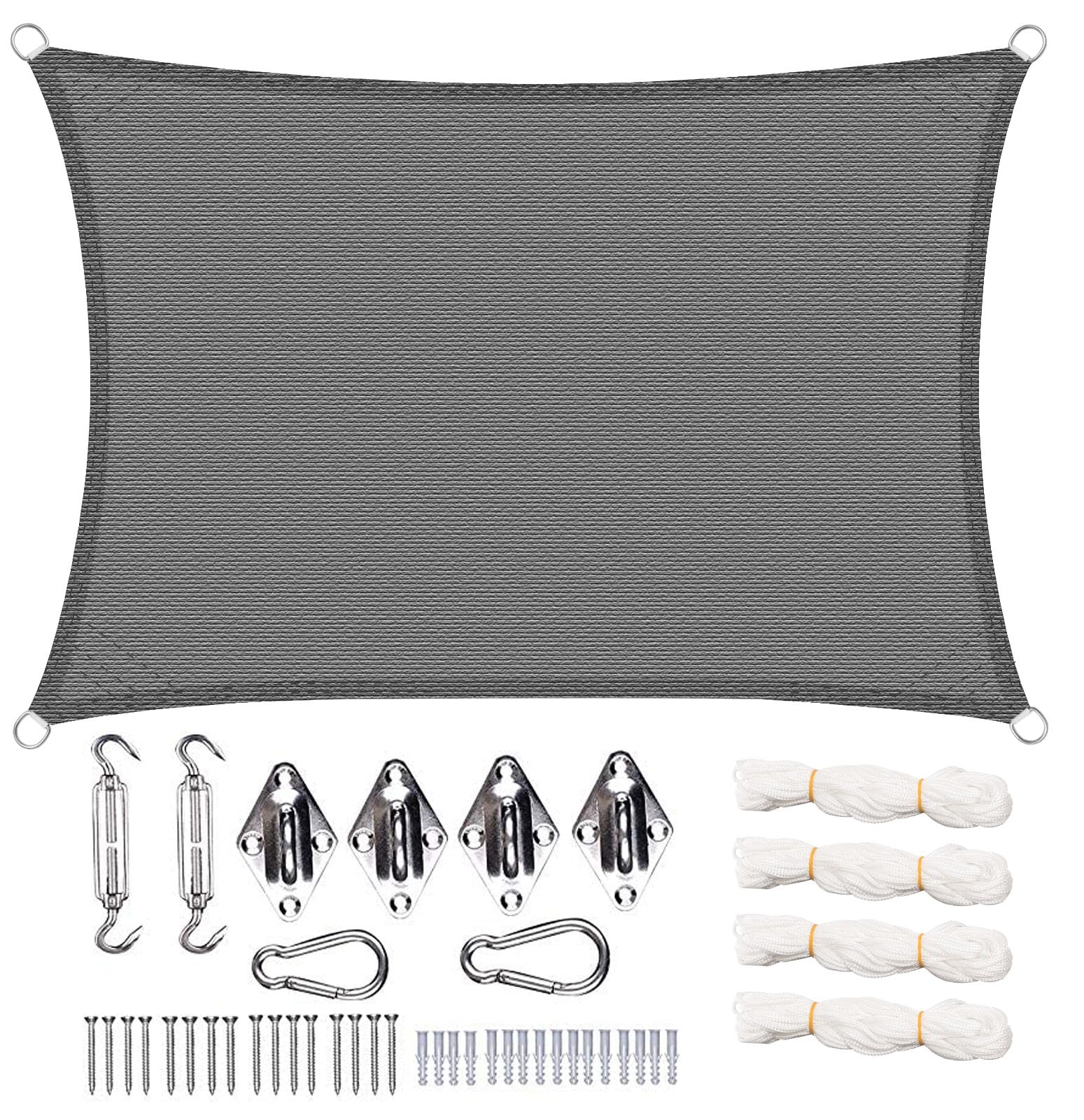 WOLTU Toldo Vela Rectangular 4 x 6 m, Protección Solar HDPE, Transpirable, Protección UV, Kit de Montaje para Toldo Global Recycled Standard Global Recycled Standard Global Recycled Standard