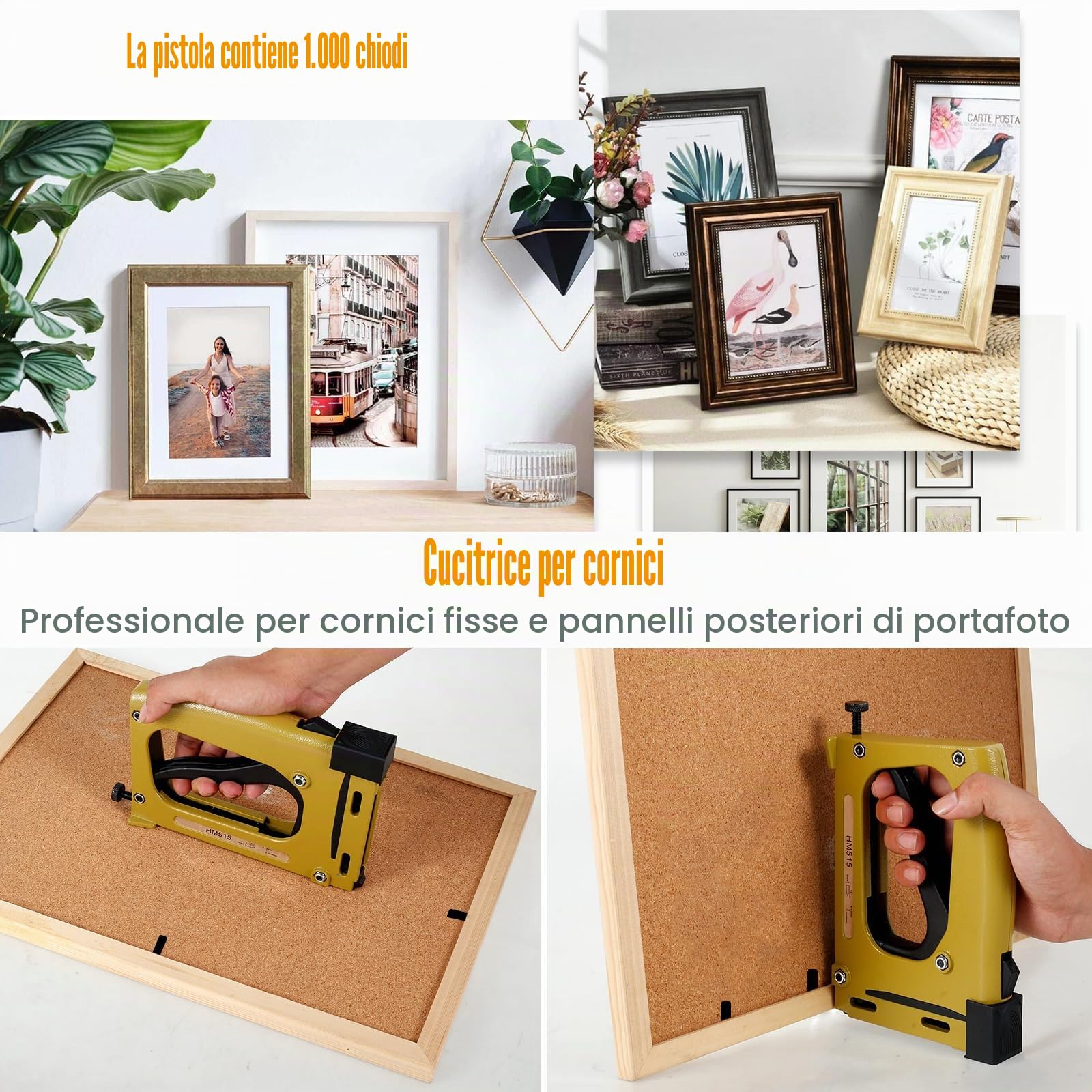 Point Driver Framing 20x12,5x3 cm cucitrice manuale con set di graffette cucitrice per cornici con 200graffette per cornici e cornici