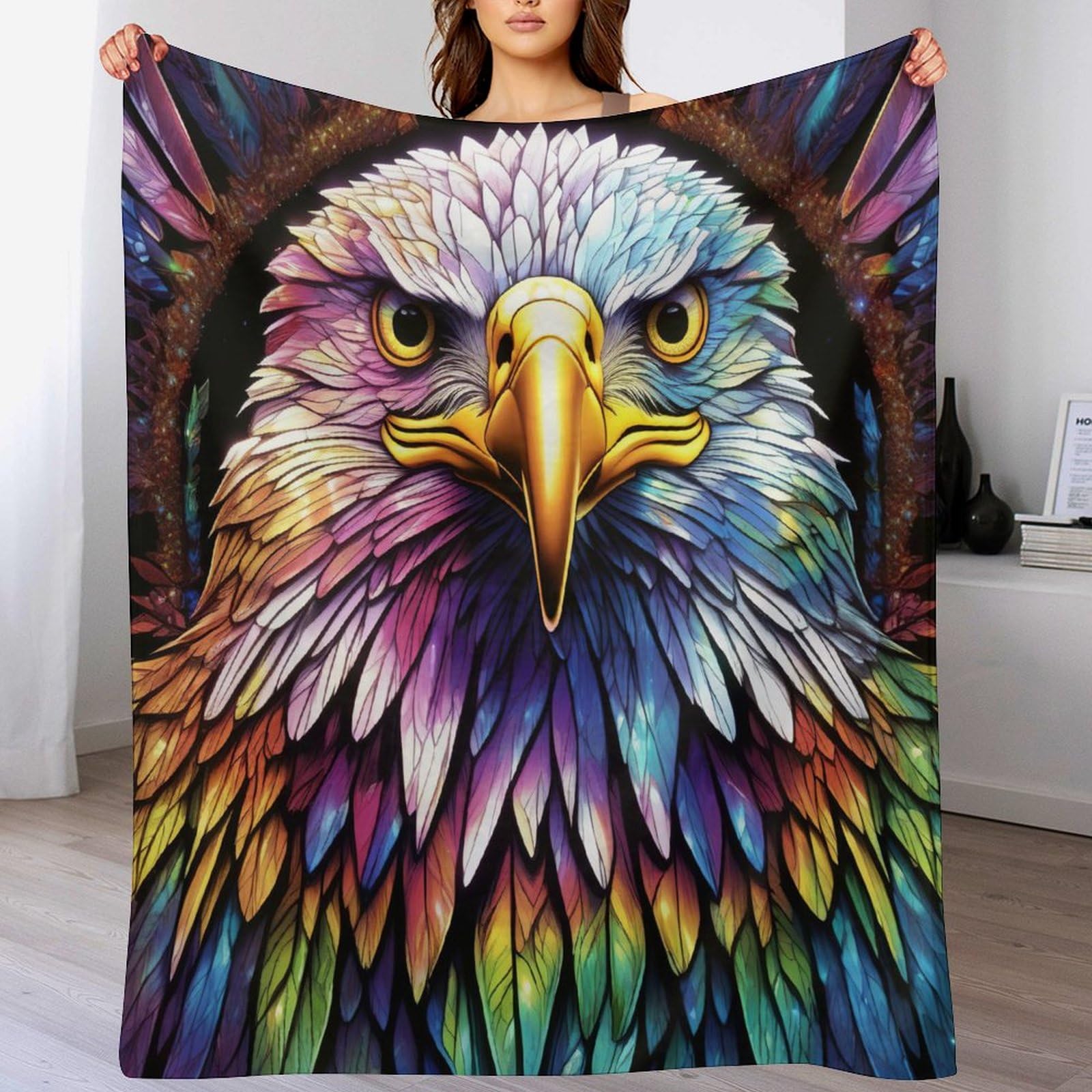 Couverture Lit Aigle en Flanelle Ultra Douce pour Soirées Plaid sur le Canapé