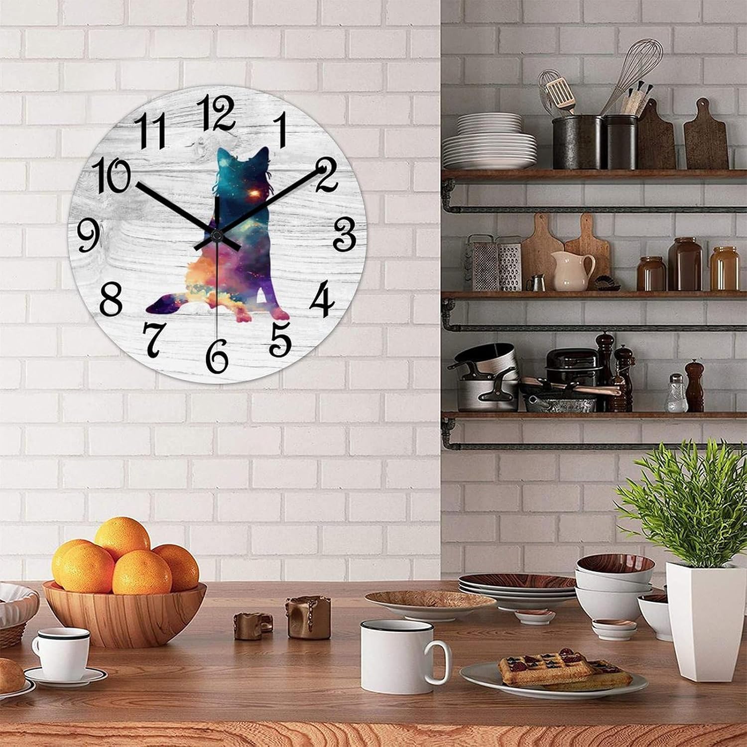 Border Collie Wall Clock Wood Clock,Dog Lover Round Wooden Clock Gifts Novelty Wall Clock for Home Kitchen Living Room Office 12 X 12 Inch