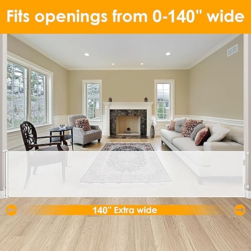 Miniatura 2 de Puertas de bebé extra largas de 140 pulgadas para aberturas grandes, puerta retráctil para bebé, puertas largas para bebés, puertas para interiores