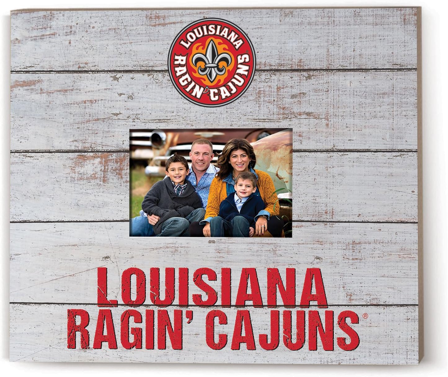 KH Sports Fan 13.63"X11.63" Louisiana State Lafayette Ragin Cajuns Team Spirit Slat Frame with Logo