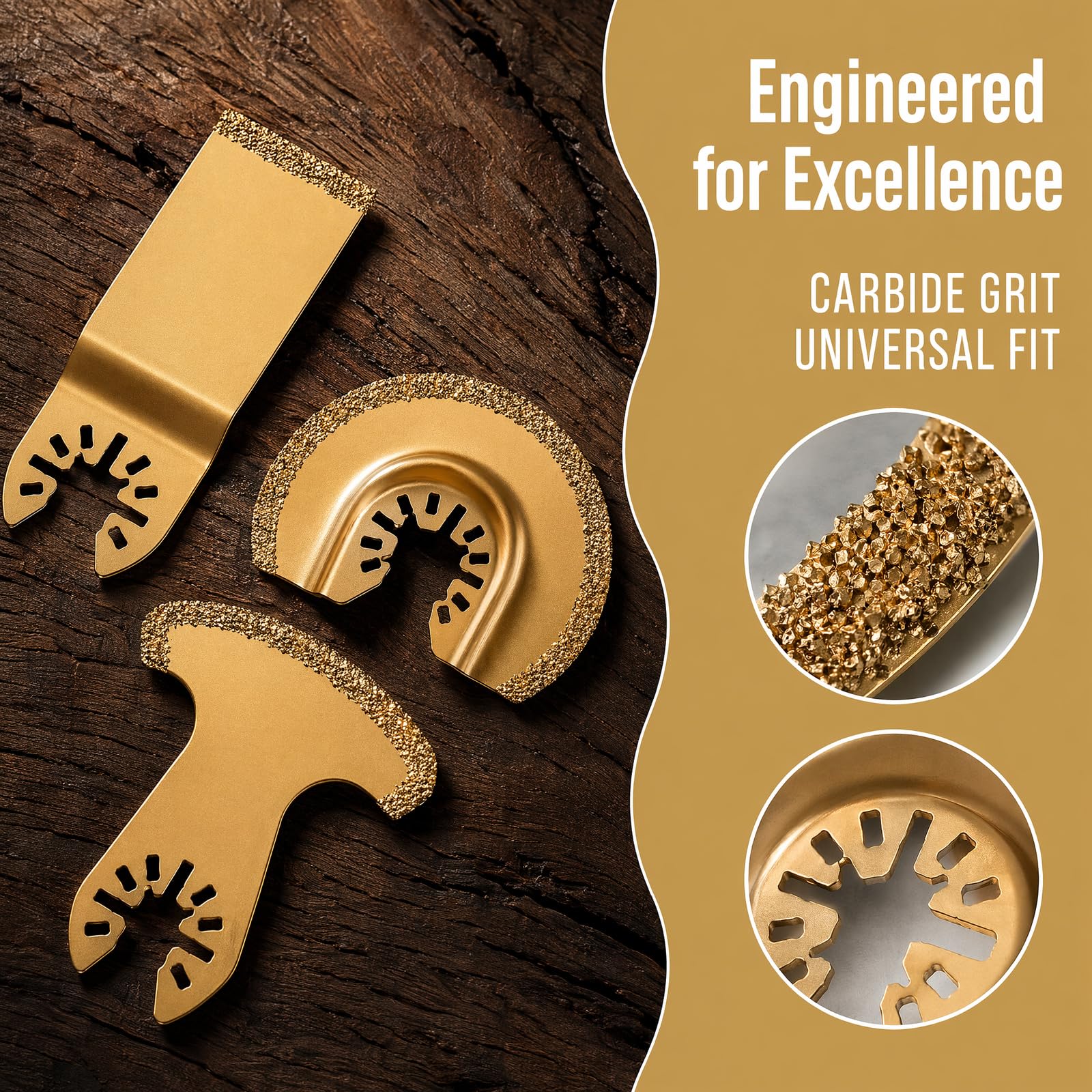 Naapesi Set 3 Lame Multifunzione Oscillanti in Carburo, Lame Multitool per Rimozione Fughe Piastrelle Marmo Cemento, Accessori per Pulizia, Levigatura e Ristrutturazione