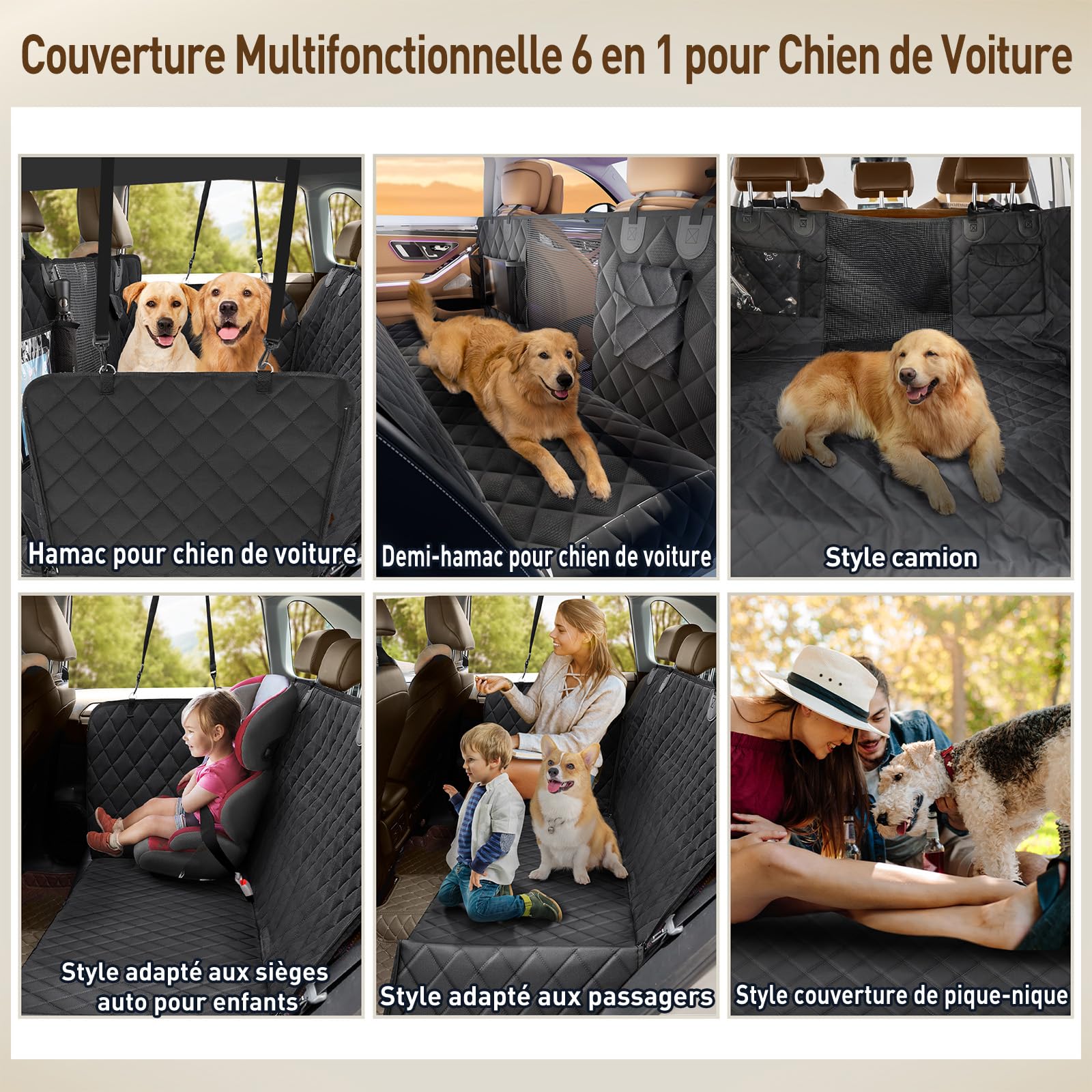 Gimars Protection Voiture Chien, 157 * 137cm Housse Voiture Chien Imperméable et Antidérapante, Universel Protection Siege Transport avec Maille Visuelle Fenêtre et Rangement Pochette