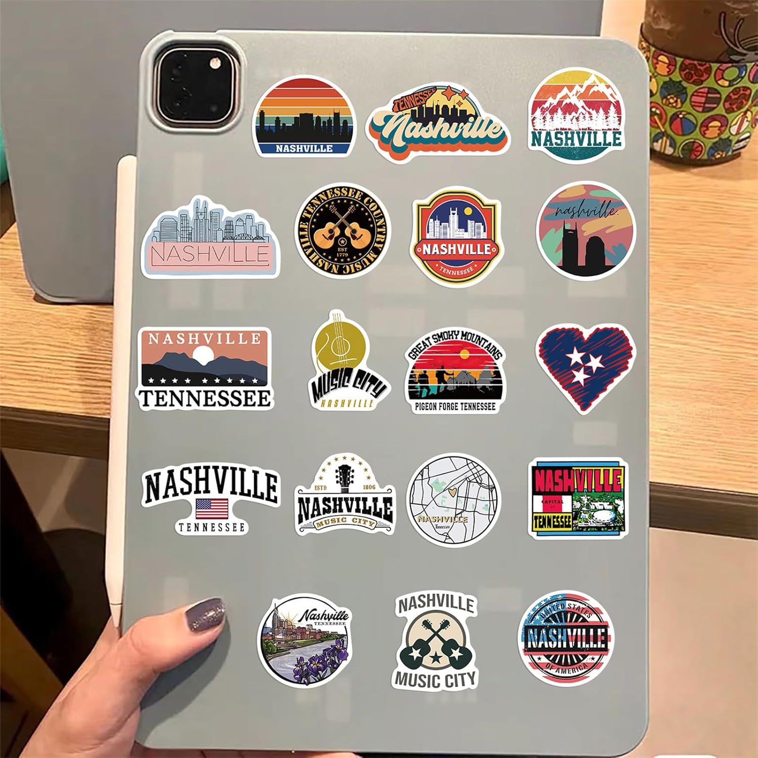 50 Pcs Tennessee Nashville Stickers,Waterproof Vinyl Music City Decals for Water Bottles Laptop Luggage Cup Mobile Phone Skateboard Guitar Helmet Skateboard Guitar Snowboard Décor (Nashville) - Image 6