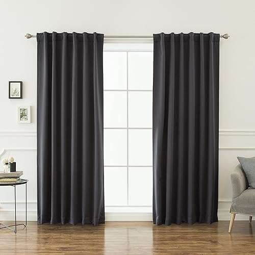 Miniatura 16 de Cortinas opacas con pestaña trasera y bolsillo para barra, cortinas opacas sólidas con aislamiento térmico para sala de estar, dormitorio (negro,