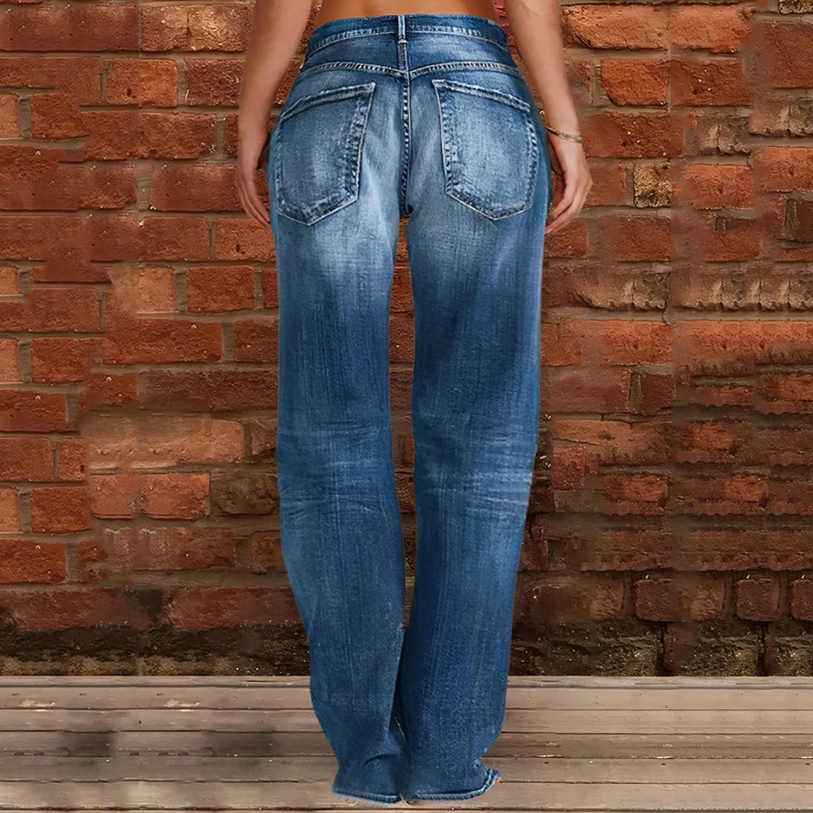 Damskie Jeansy Baggy z Prostymi Nogawkami i Niskim Stanem Luźne Jeansy Boyfriend Spodnie Jeansowe Y2K Jeansy z Lat 90. Styl Vintage Jeansy z Surowym Wykończeniem i Efektem Sprania
