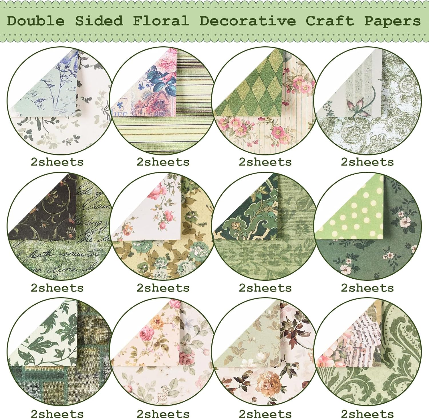 24 Sheets Scrapbook Paper 12x12 Double-Sided Vintage Floral Cardstock image 4