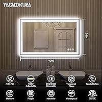Vista 87 de 88x38 Large Light Bathroom Mirror - Backlit and Front Lighted LED Wall-Mounted Vanity Mirror Modern Rectangle Black Mirror, Dimmable, Anti-Fog