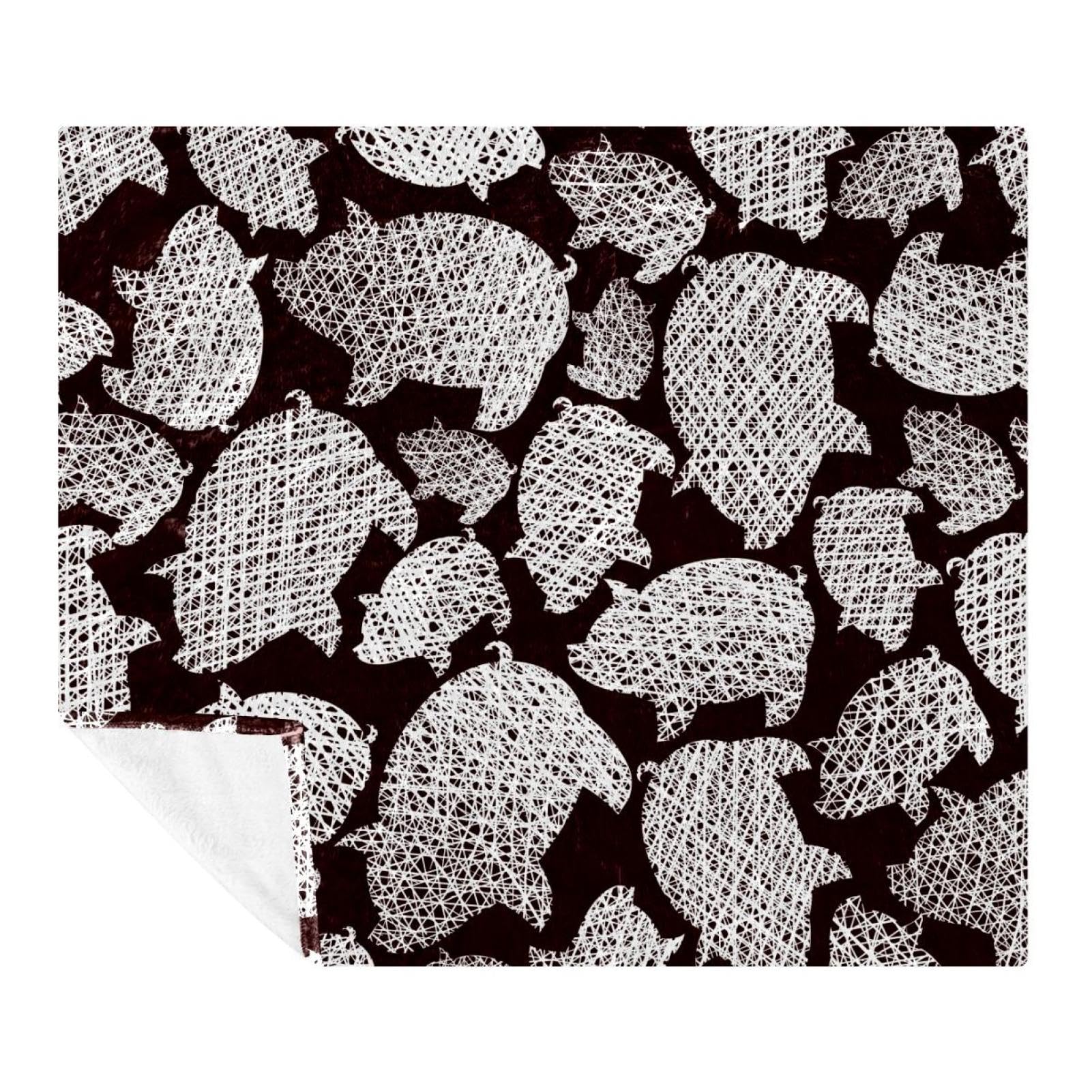 Couverture polaire microfibre 150x130 cm plaid canapé lit adulte enfant motif cochon