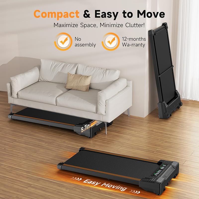Walking Pad Treadmill with 9% 4-Level Auto Incline, 300LBS Capacity Under Desk Treadmill, Compact Treadmills for Home Small/Office image 6