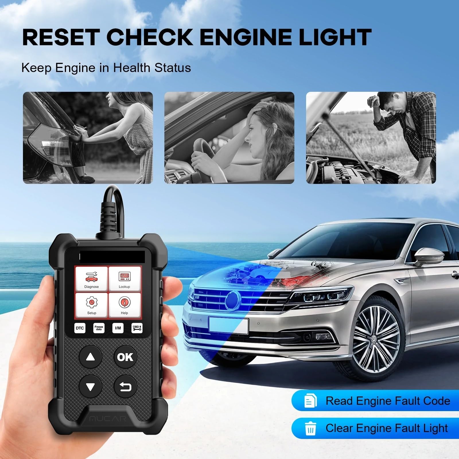 CDL20 OBD2 scanner Automotive Diagnostic Tools with Check Engine System DTC lookup scan tools code reader Lifetime Free