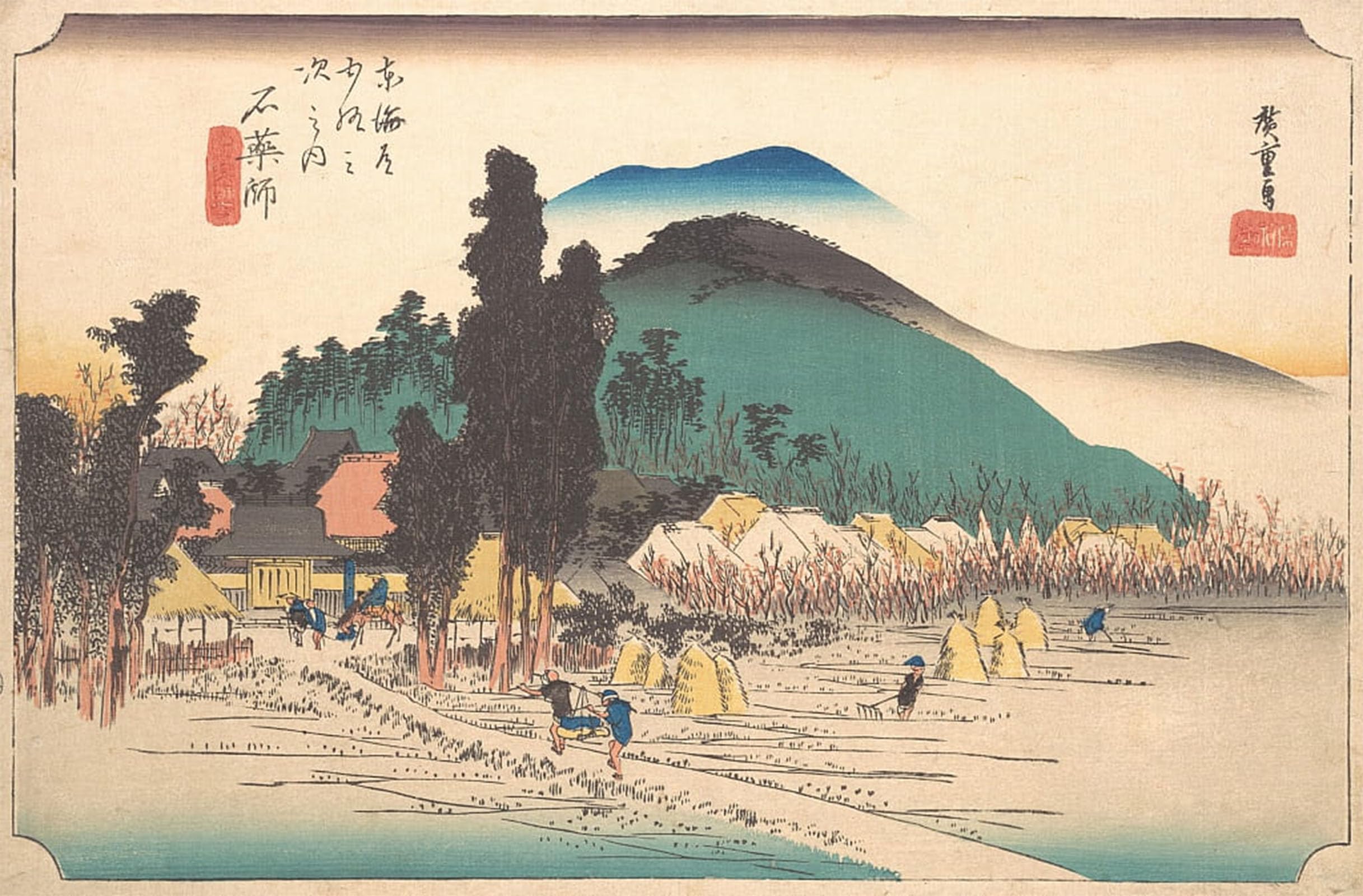 ARTXLXXBN Famous Painting Canvas Artwork Graffiti Print the Ishiyakushi Temple At Ishiyakushi by Ando Hiroshige Portrait Canvas Image for Home Decor 60x90cm