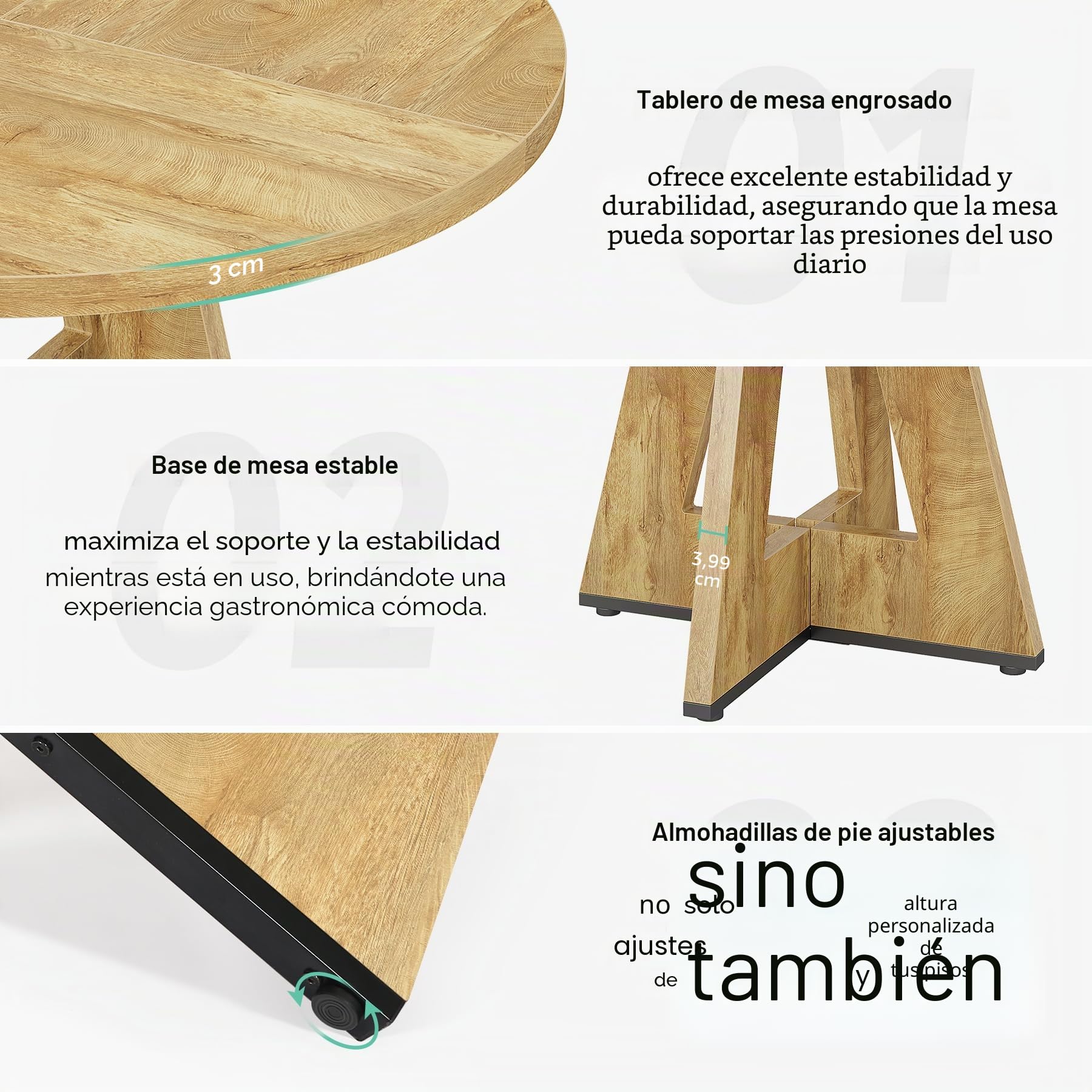 Tribesigns Mesa de comedor redonda de madera de 47 pulgadas, mesa de cocina para comedor, mesas de comedor de 47 pulgadas para 4 a 6 pulgadas, muebles decorativos de granja con mesa de madera y base