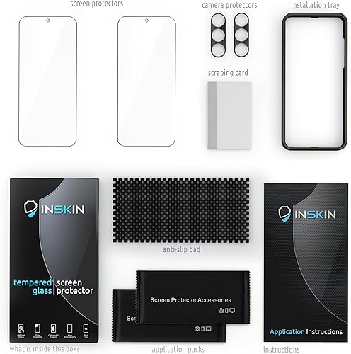 Miniatura 7 de Inskin Protector de pantalla de vidrio templado para Samsung Galaxy S23 FE 5G de 6.4 pulgadas [2023] – Ultimate 2+2 Set con protector de lente de