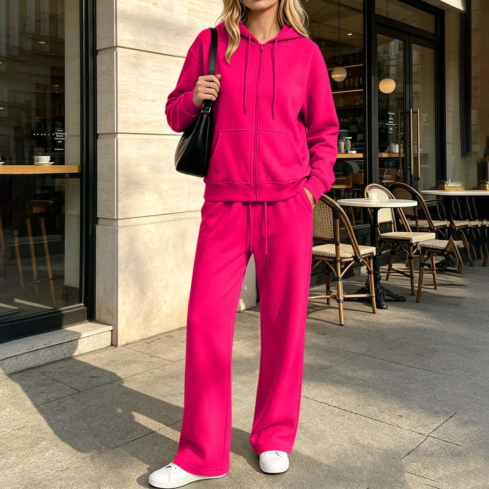 Conjunto Deportivo Mujer,Chandal Mujer de Manga Larga y Pantalón Ancho