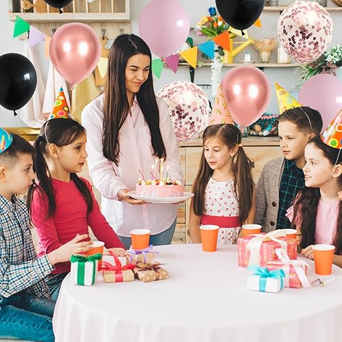 Miniatura 5 de Juego de 55 globos rosa y negro (12 pulgadas), confeti de oro rosa, regalo femenino, ideal para bodas, cumpleaños, decoración de fiestas