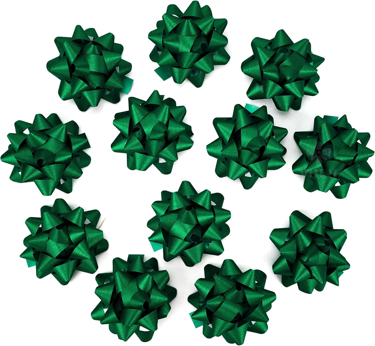 MEEDEE 4.5 inch Green Linear Glitter Gift Bow Self Adhesive Bow for Holiday, Everyday, All-Occasion, Gift Wrapping Paper, Bags and Boxes Decorations (12 Counts)