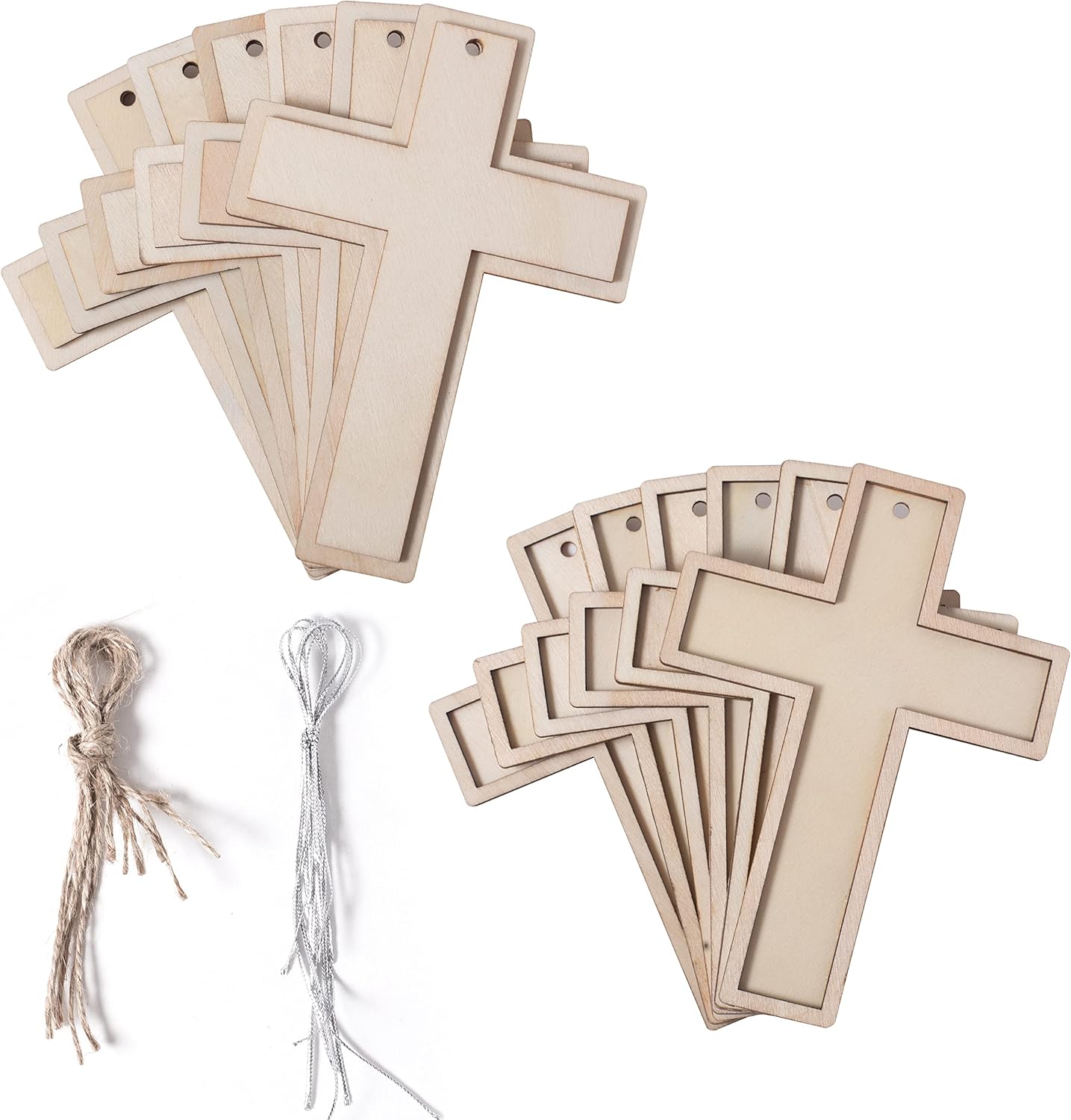 12 Inch 12 Pack Unfinished Wooden Cross Unpainted Wood Layered Framed Cross for DIY Crafts