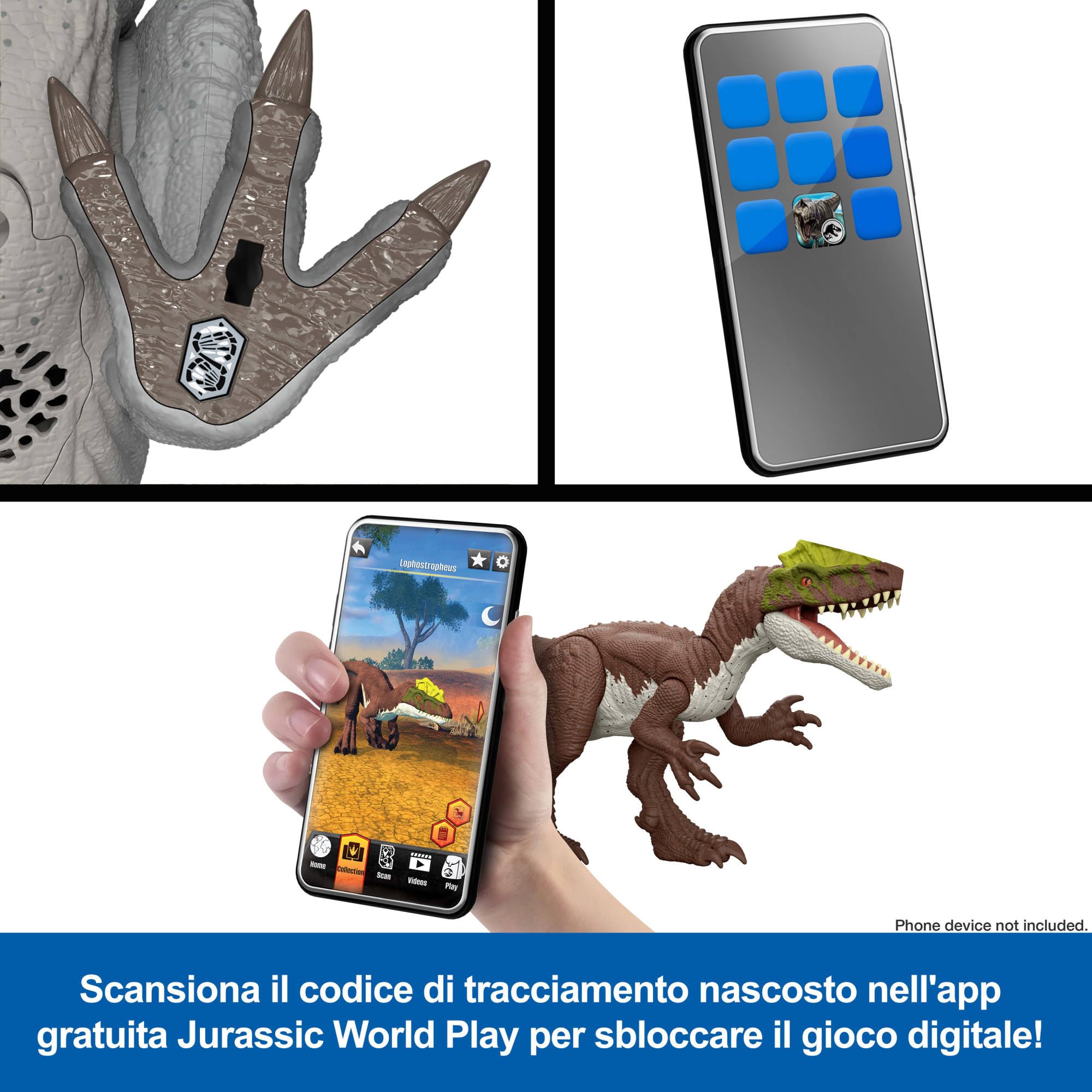 Mattel Jurassic World La Rinascita Predatori Giganti Chilantaisaurus, specie di dinosauro giocattolo di grandi dimensioni, 2 attacchi furiosi, gioco digitale, JGB95