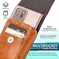 Vista 4 de Hengwin Funda de cuero para teléfono celular con clip para cinturón para cinturón, tarjetero para la cintura, compatible con iPhone 15 Pro Max