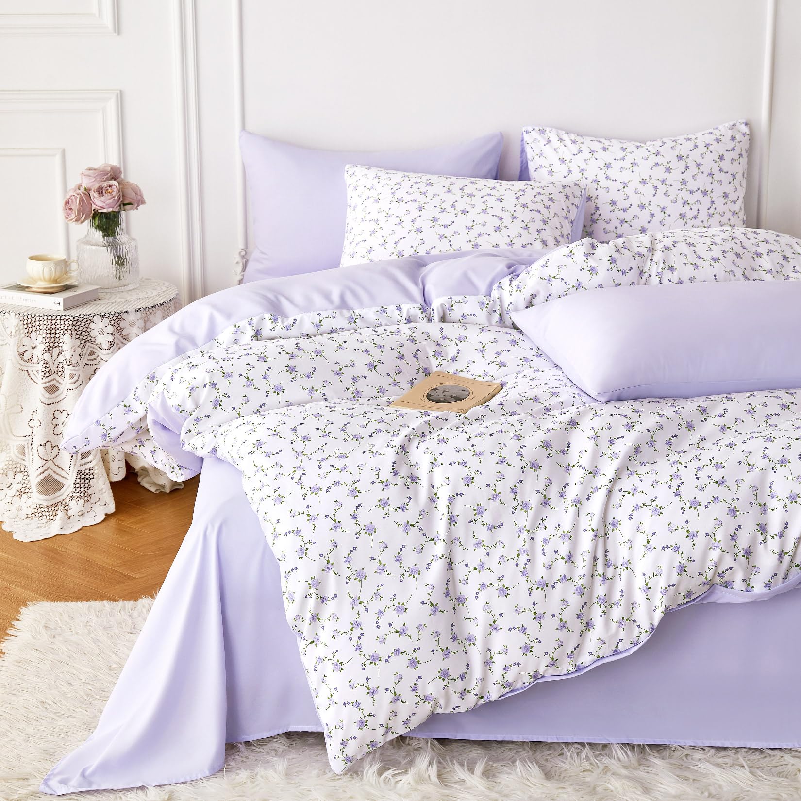 Wake In Cloud Floral Comforter Set - Cottagecore Pink -10 Wake In Cloud Floral Comforter Set - Cottagecore Pink -10