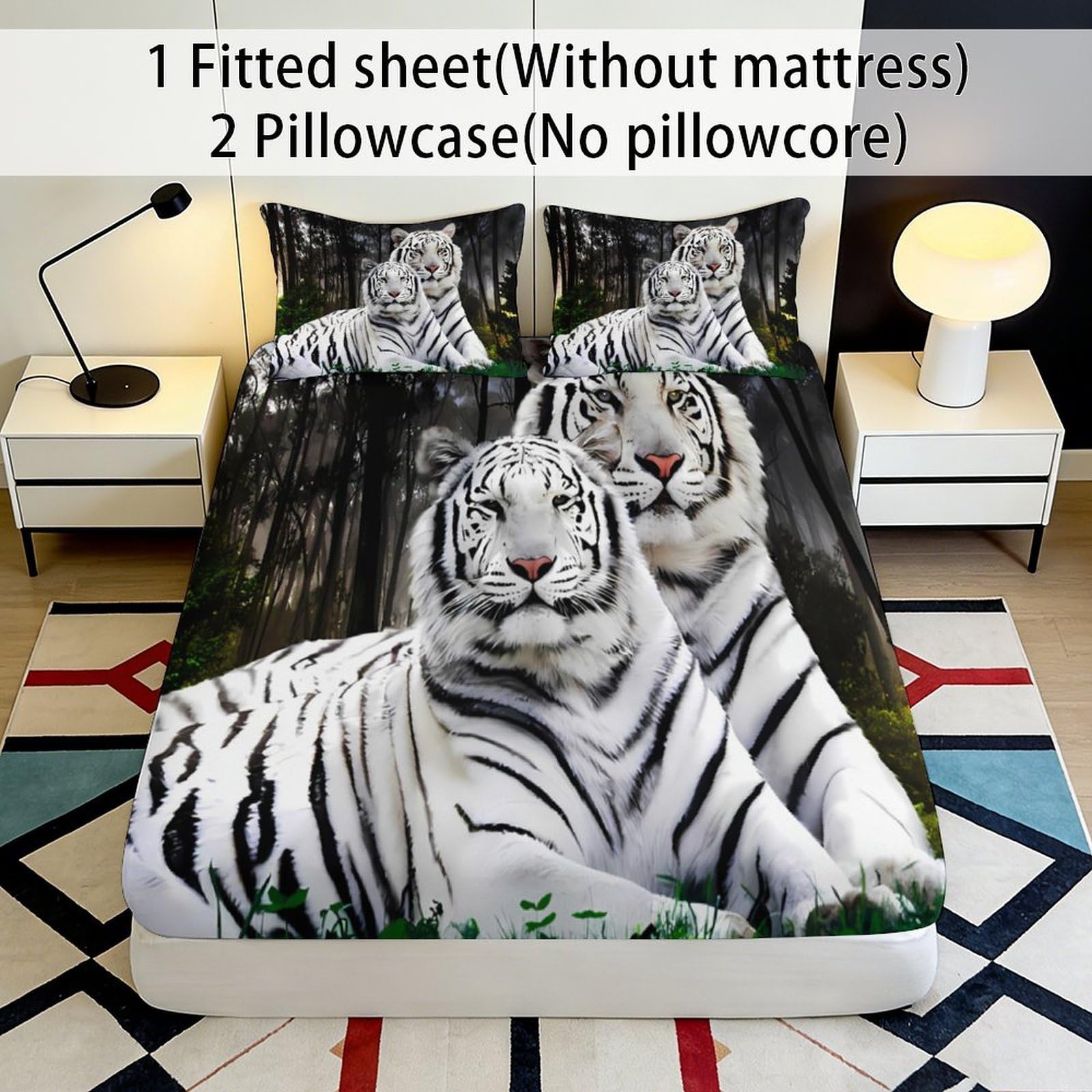 Lenzuolo con angoli con stampa 3D, motivo tigre, in microfibra, antiscivolo, decorazione per la casa