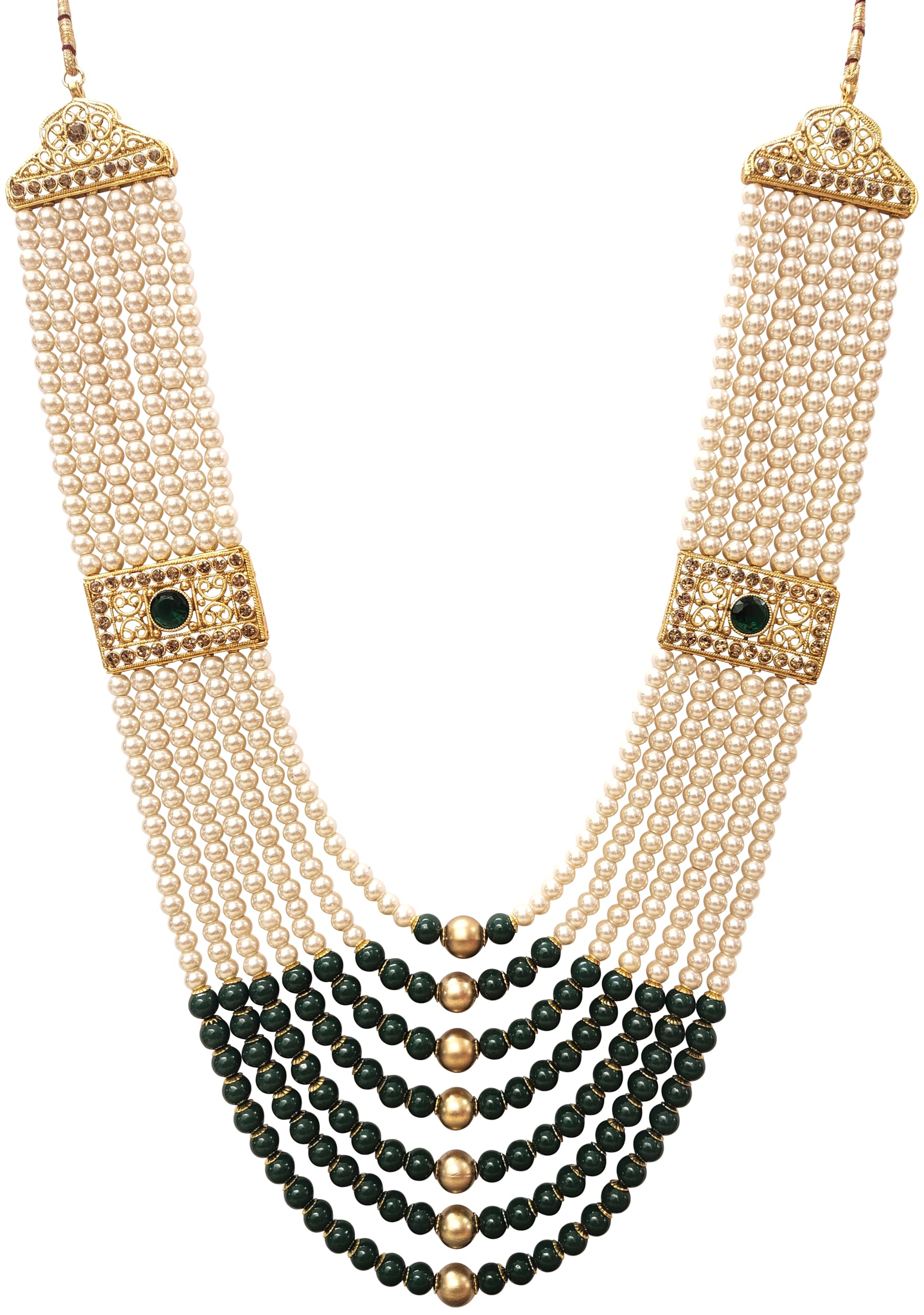 RAADHE CREATION Pearl Necklace Jewellery for Groom Seven Line Dulha Moti Mala Haar for Men. (Green) (B09FB1BSVC) Amazon Price History, Amazon Price Tracker