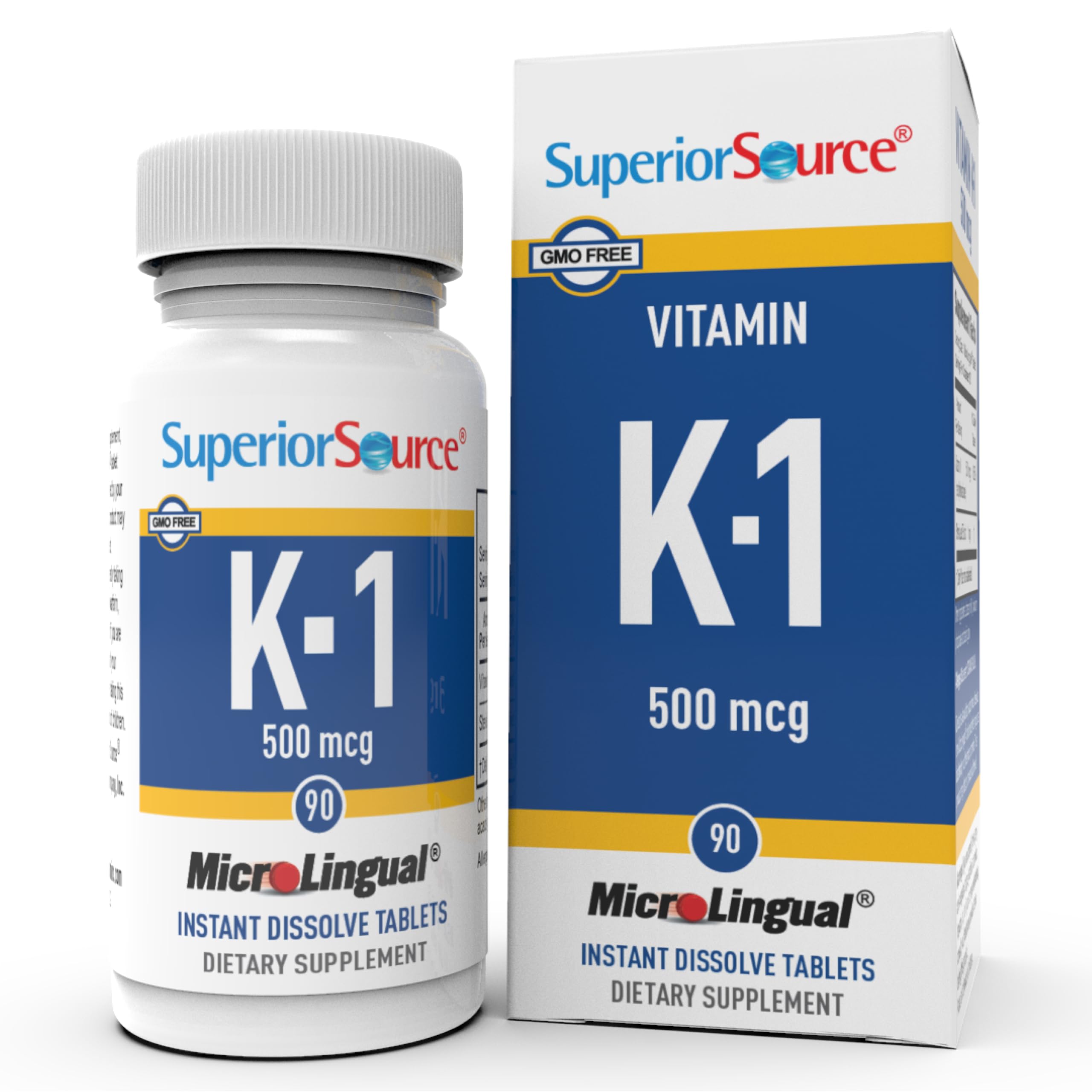 Vitamin K1 500 mcg - Bone Strength & Health Support Supplement - Vitamin K Supplement Aids Blood Health & Calcium Absorption - 100 Sublingual Dissolving Tablets