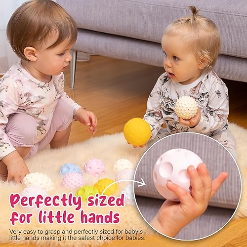 Miniatura 5 de GERARDO'S Toys My First Sensory - Juego de 4 bolas sensoriales con bolsa de lino, formas de superficie suave, texturizada, sensaciones táctiles,