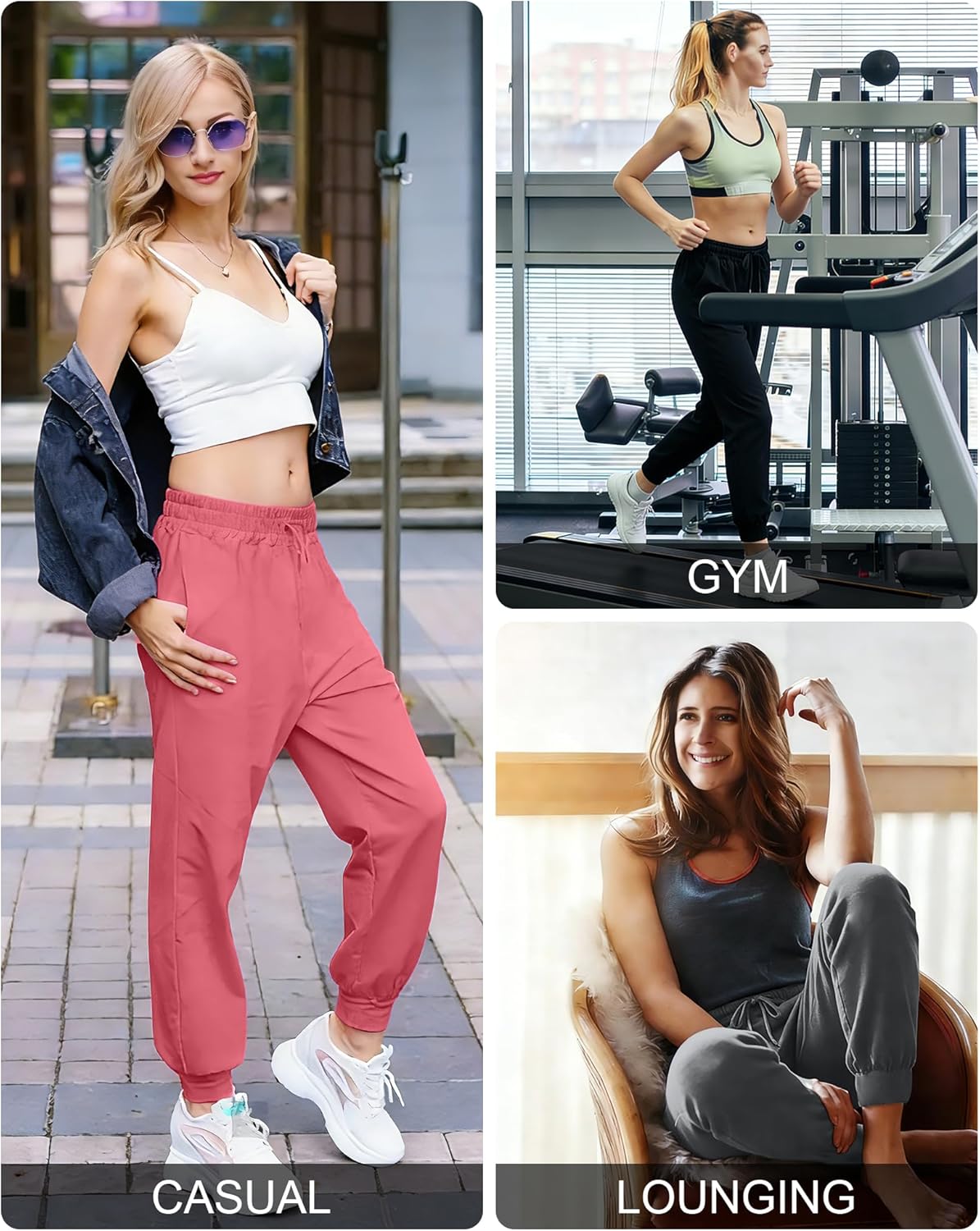 Rolimaka 4 Pack Women’s Jogger with Pockets Lightweight Sweatpants Quick Dry Yoga Lounge Pants for Travel Workout Gym Running - Image 6