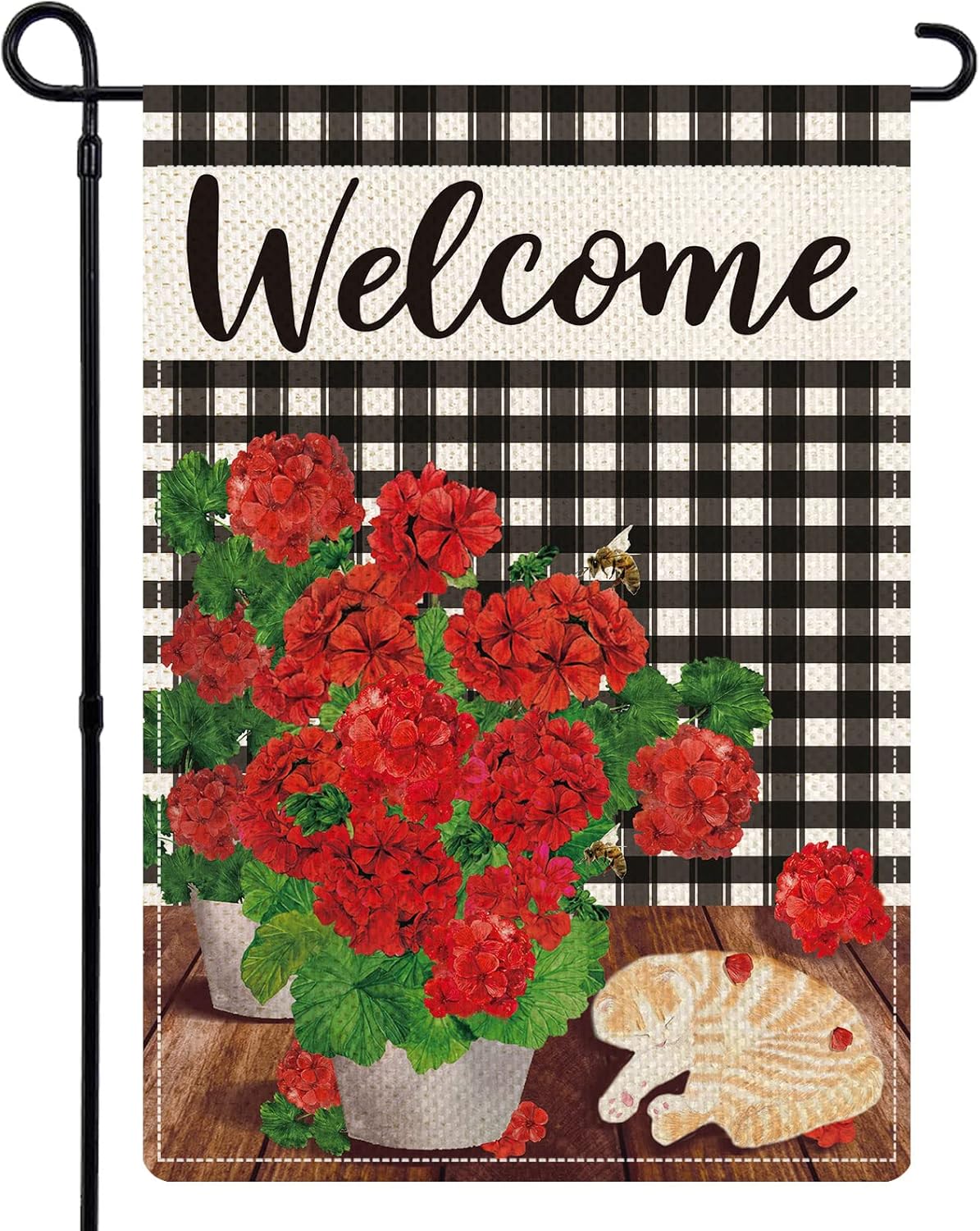 Amazon.com : YOVOYOA Spring Geranium Floral Welcome Garden Flag, 12.5 x ...