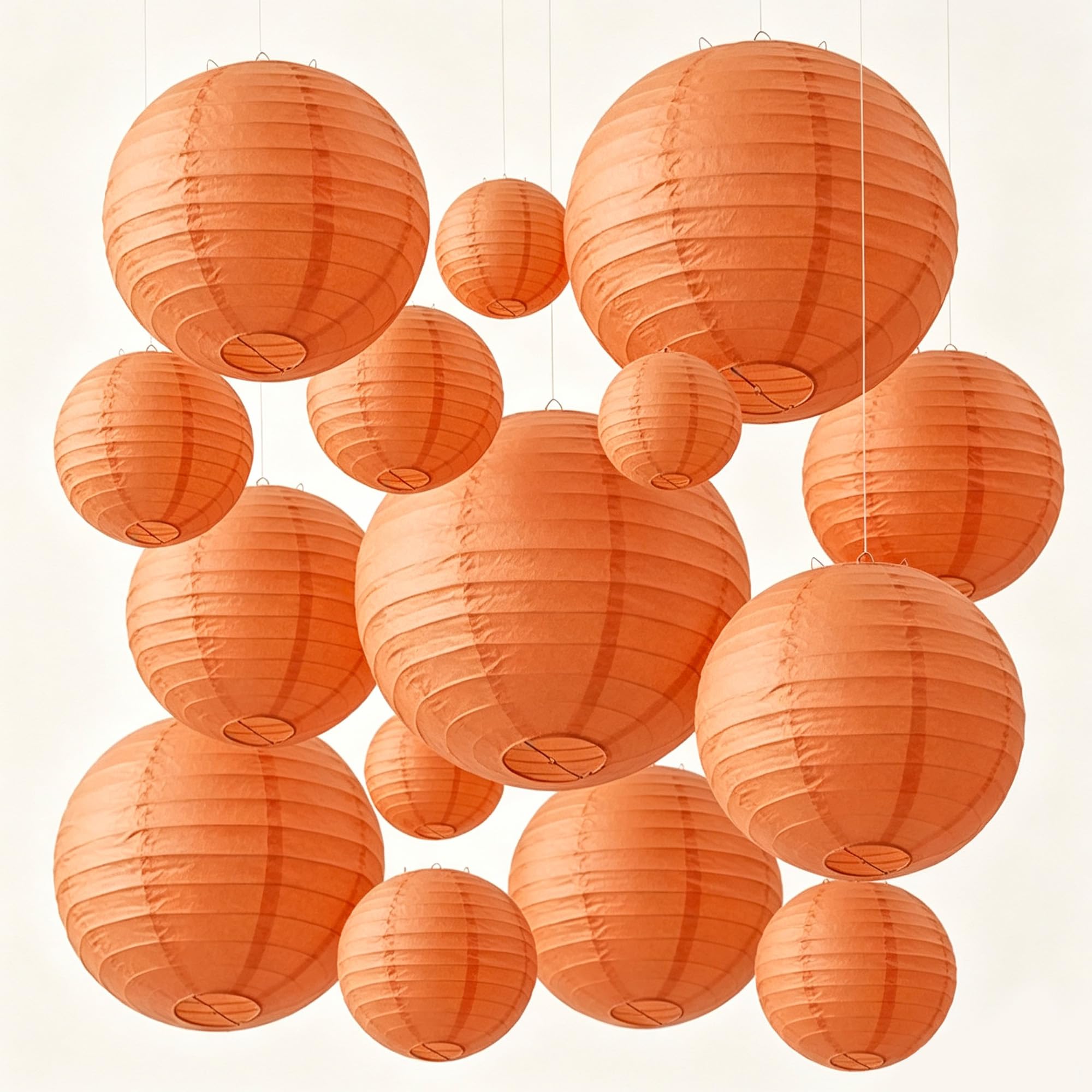 15pcs Orange Hanging Paper Lanterns Party Decorations for Wedding Birthday