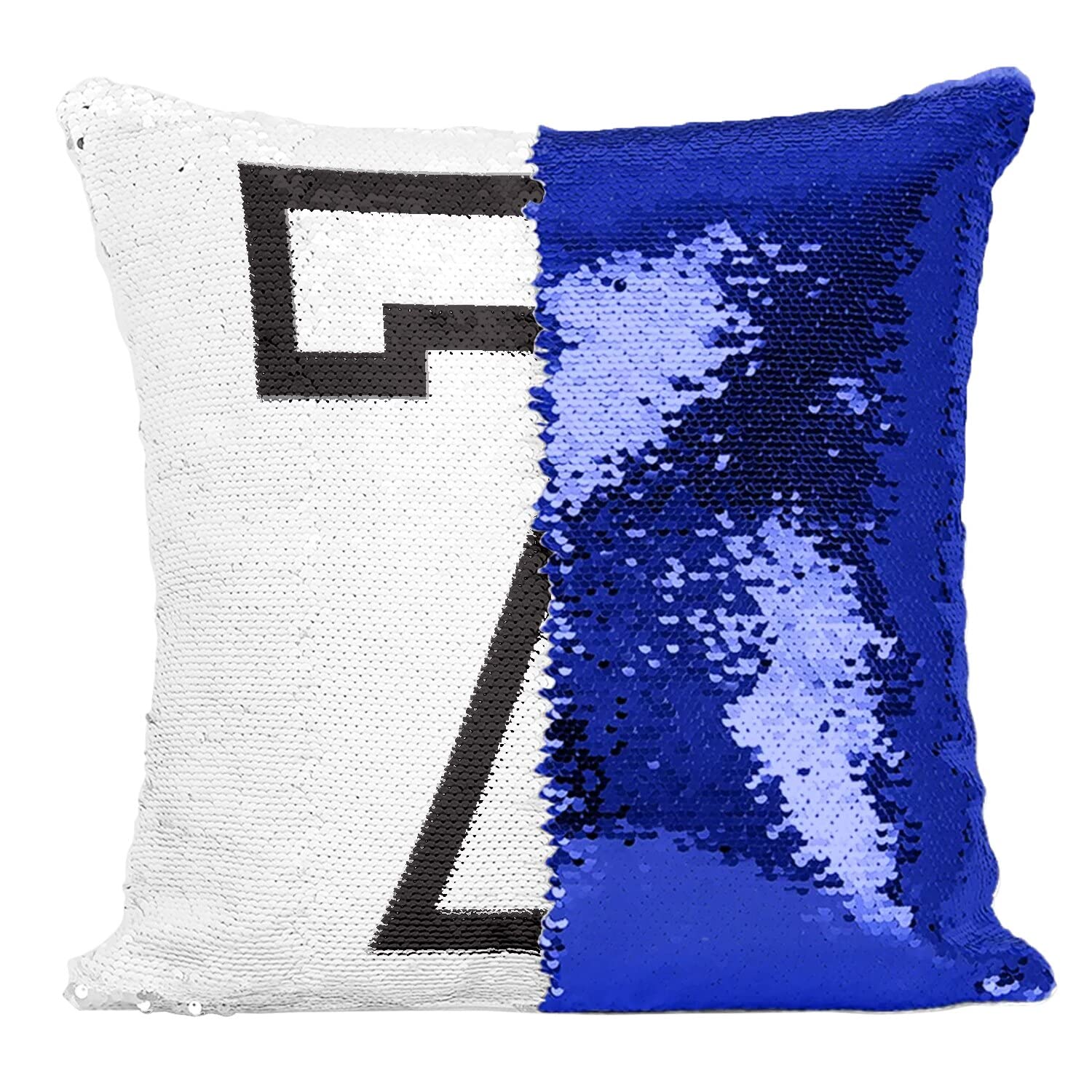 Coussin Sequin Paillettes Bleu Numéro 7 Foot Sport Housse Décorative