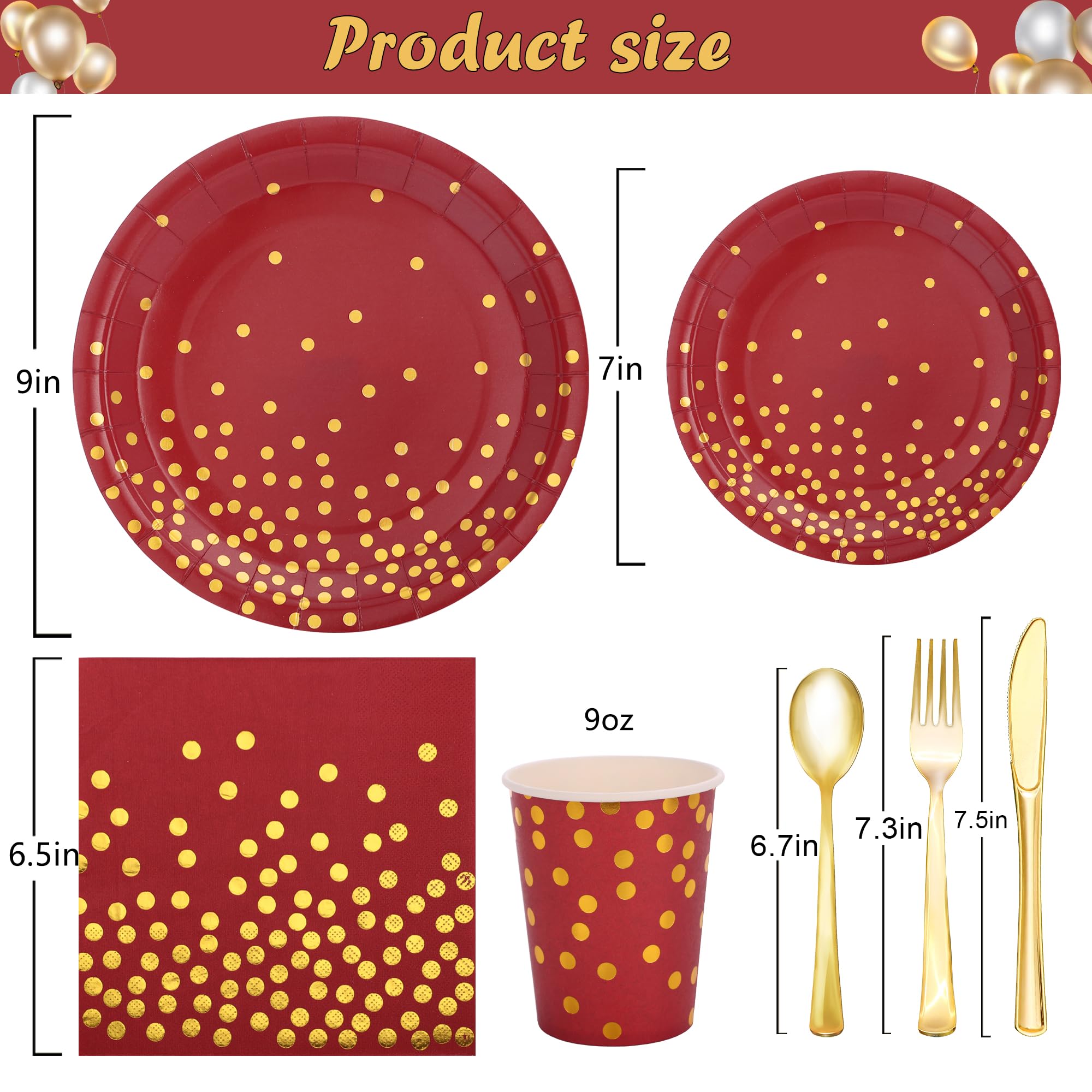 Snapklik.com : 175 PCS Burgundy And Gold Party Supplies - Burgundy Plates  And Napkins Sets Serve 25 Guests - Maroon And Gold Paper Plates For  Birthday Wedding Christmas Holiday Party Decorations, image size:2000x2000