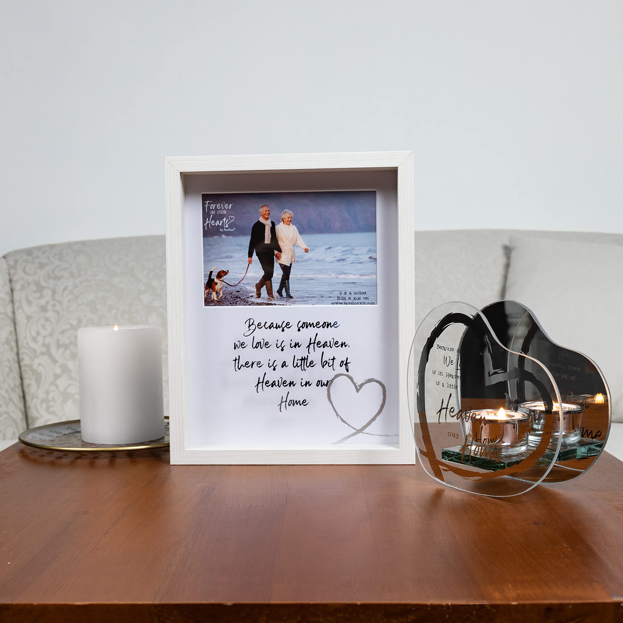 Pavilion Portacandele Votivo In Vetro Con Cardinali E Scritta 'Heaven In Our Home' - Regalo Di Condoglianze, Vaso Commemorativo