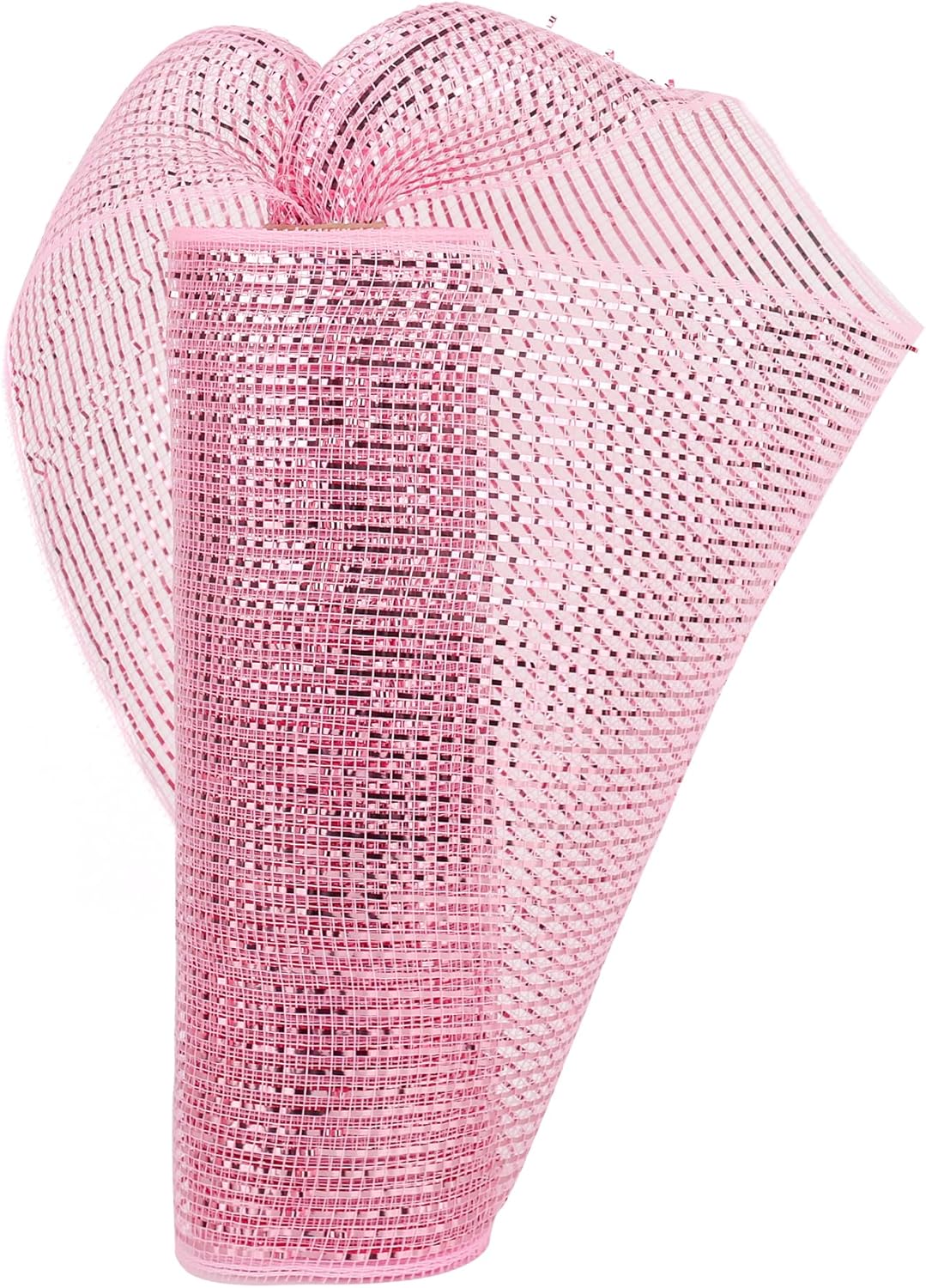 HUIHUANG Pink Deco Mesh 10 inch Deluxe Metallic Wide Foil
